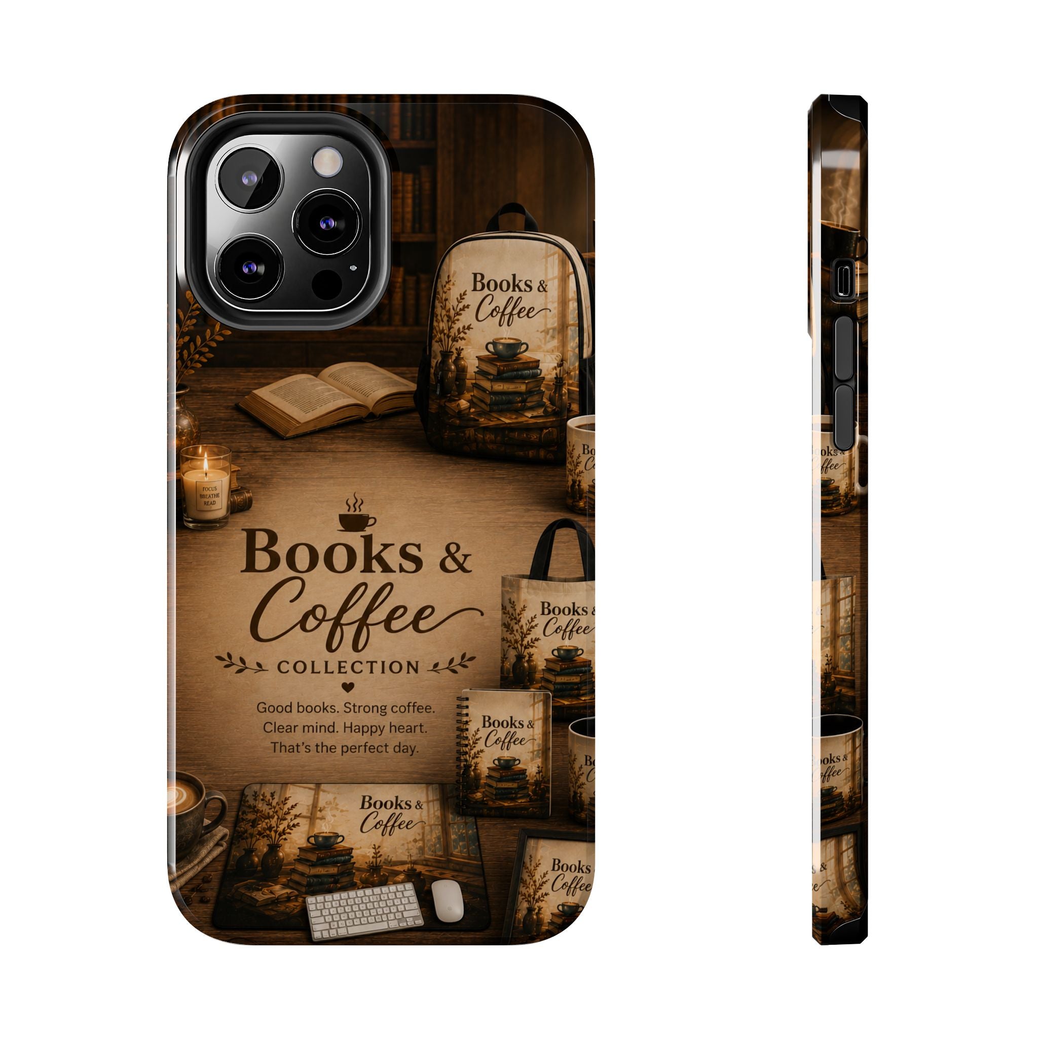 Books & Coffee Tough Phone Case — Cozy Vintage Library Design