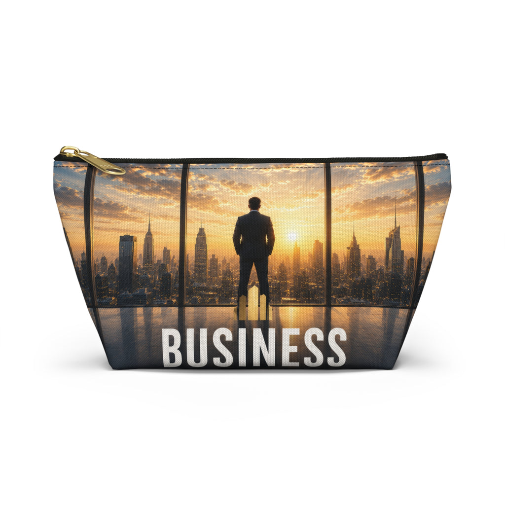 Business Skyline Accessory Pouch — Motivational Travel Makeup & Tech Organizer