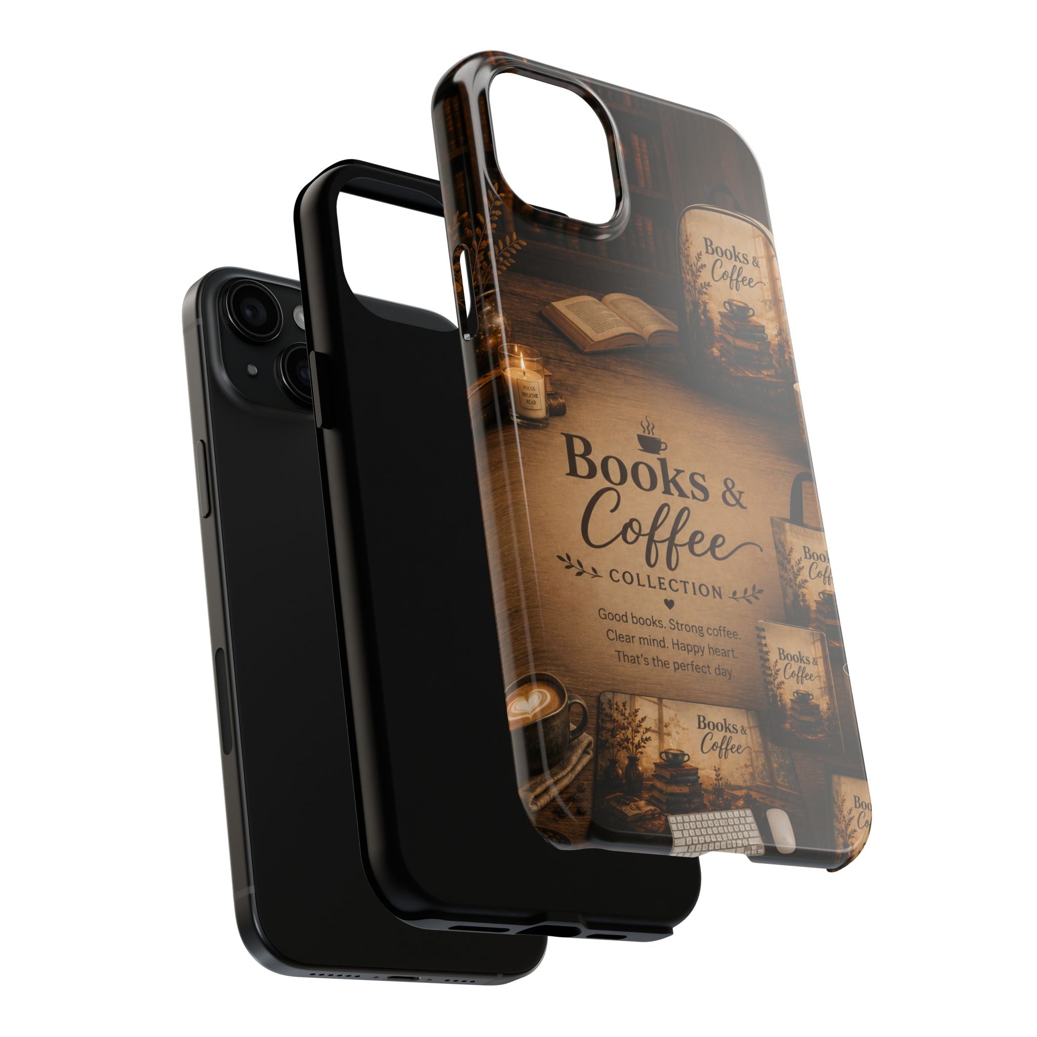 Books & Coffee Tough Phone Case — Cozy Vintage Library Design