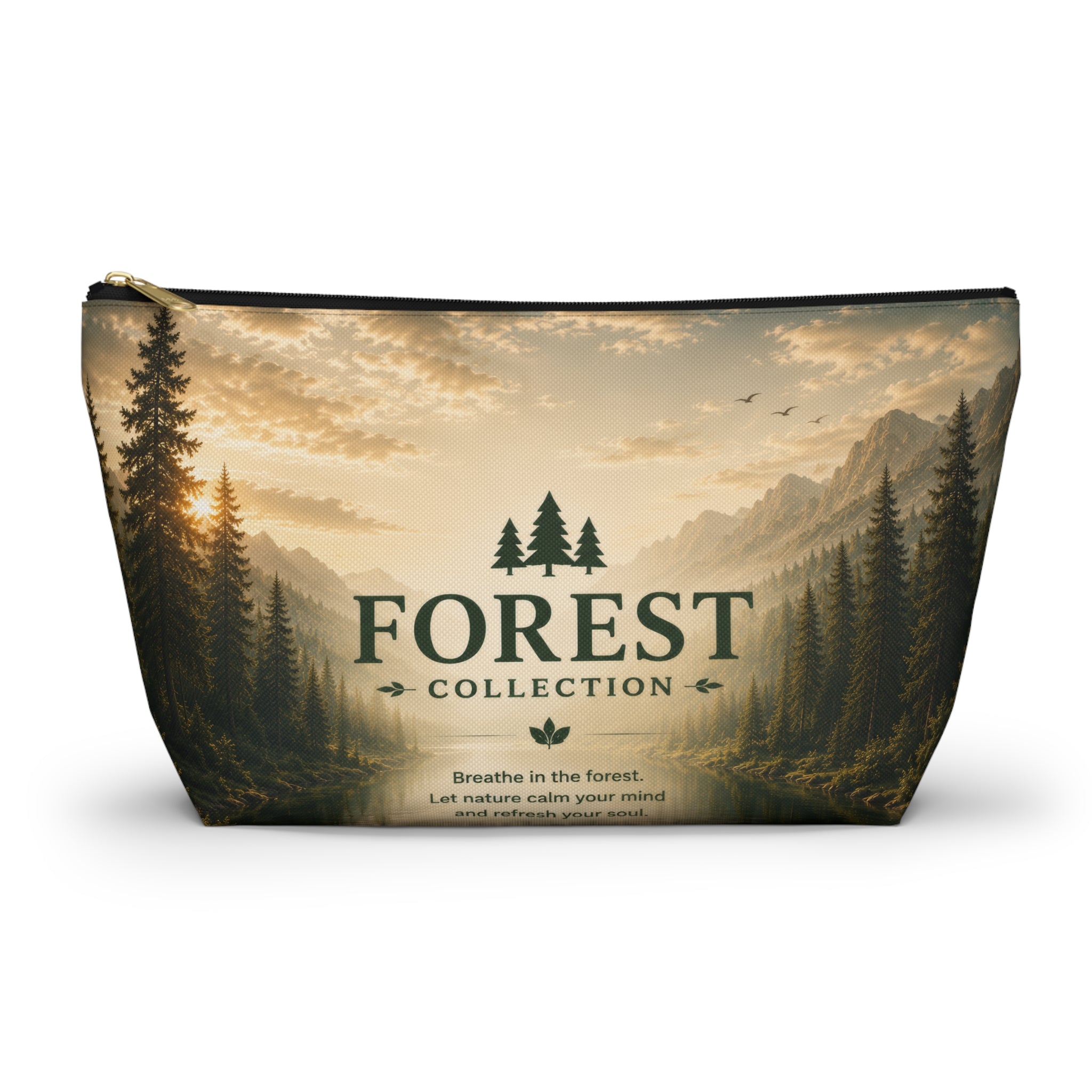 Forest Collection Accessory Pouch — Scenic Mountain & Pine Makeup Bag