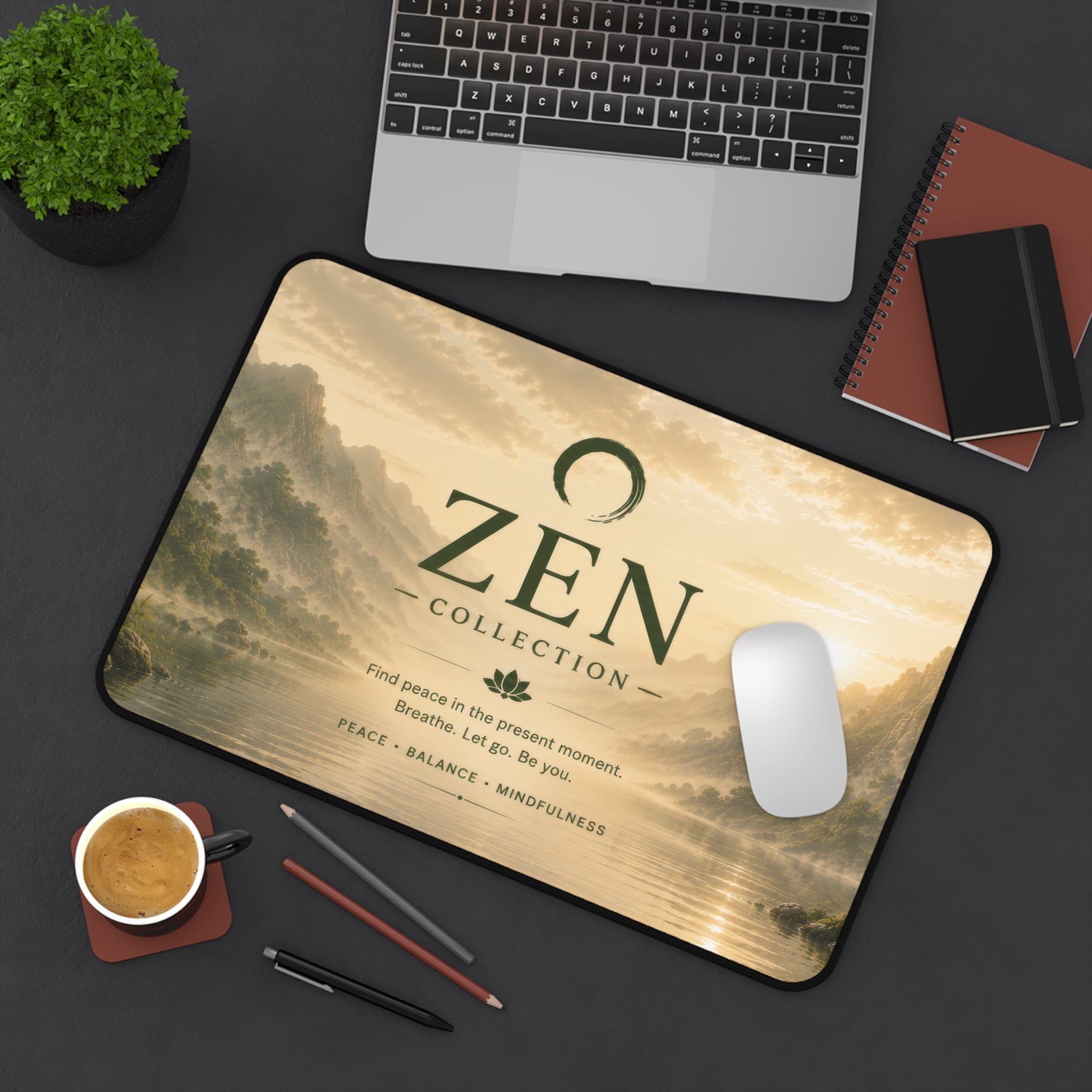 Zen Collection Desk Mat — Tranquil Mountain Lake Mousepad for Home Office, Meditation & Relaxation