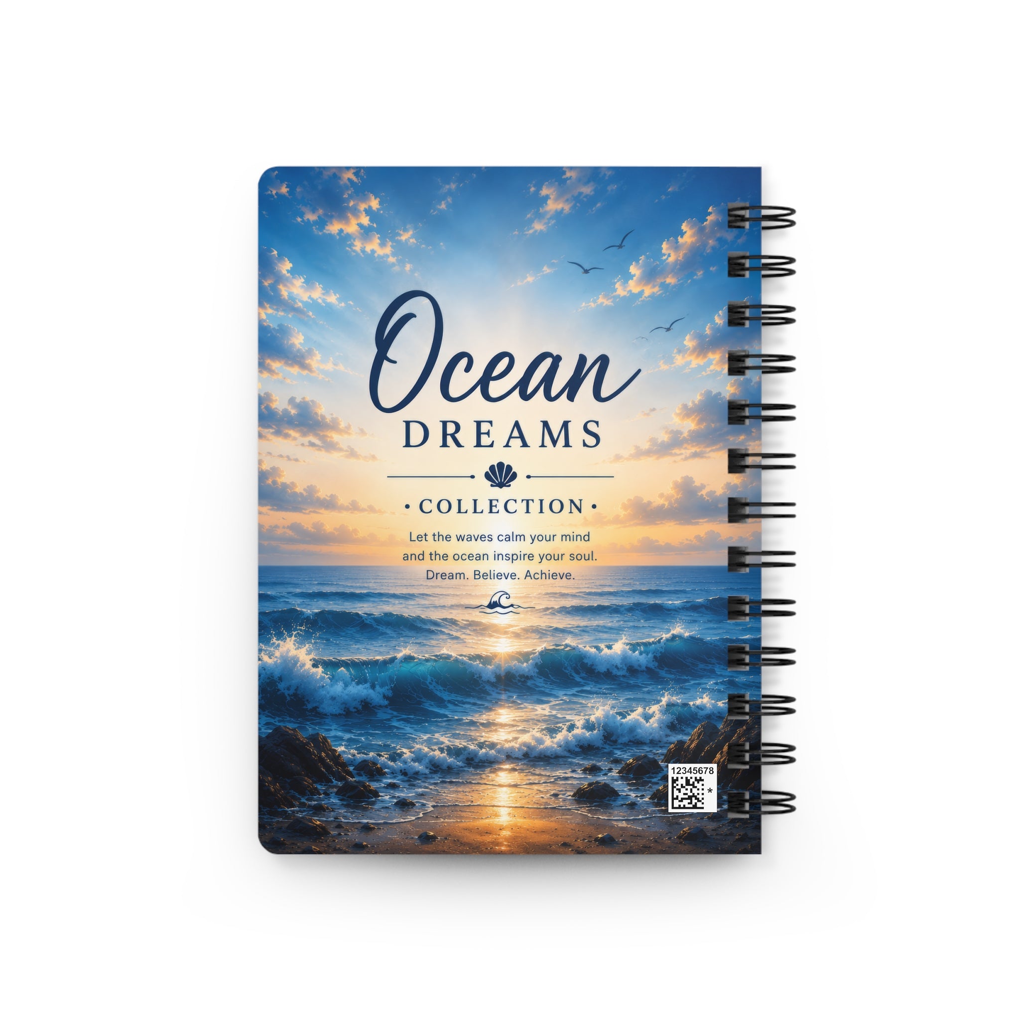 Ocean Dreams Spiral Journal — Beach Sunset Notebook for Mindful Writing & Travel Notes
