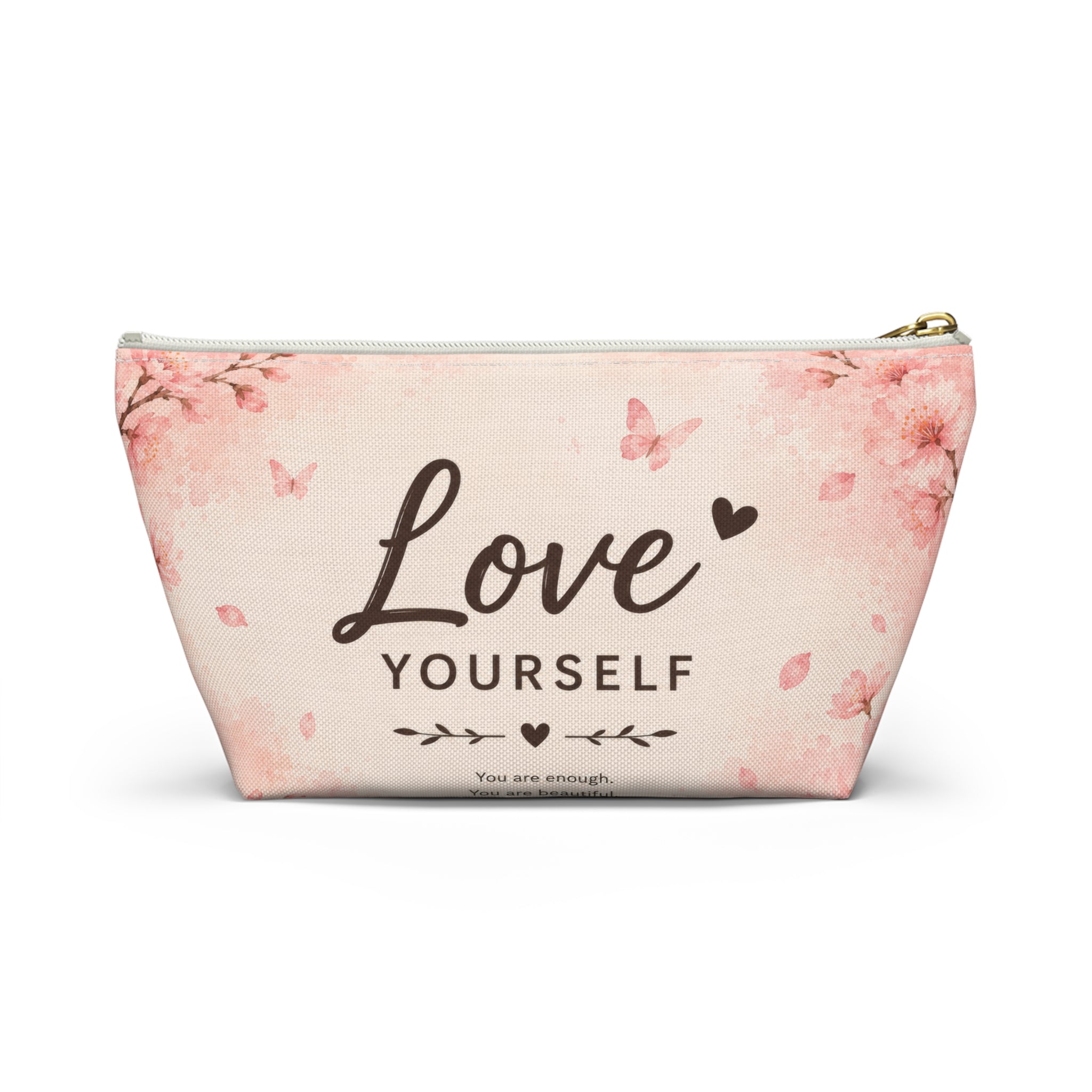 Love Yourself Floral Accessory Pouch