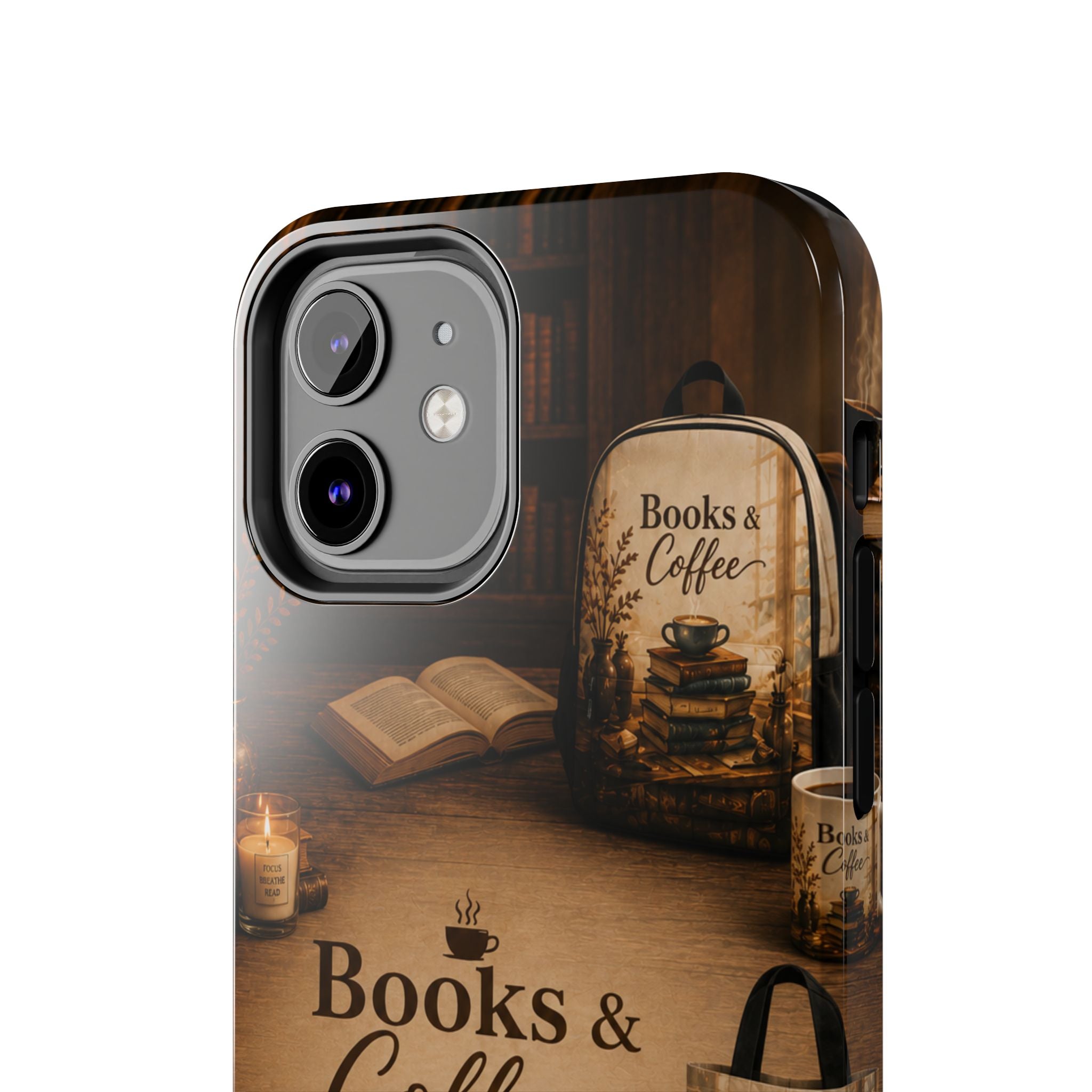 Books & Coffee Tough Phone Case — Cozy Vintage Library Design
