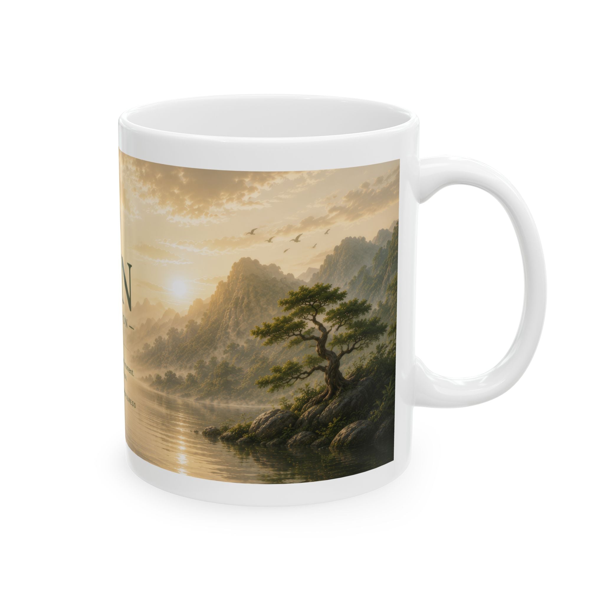 Zen Collection Ceramic Mug (11oz, 15oz) – Tranquil Landscape Meditation Coffee Cup | Planet of Thoughts