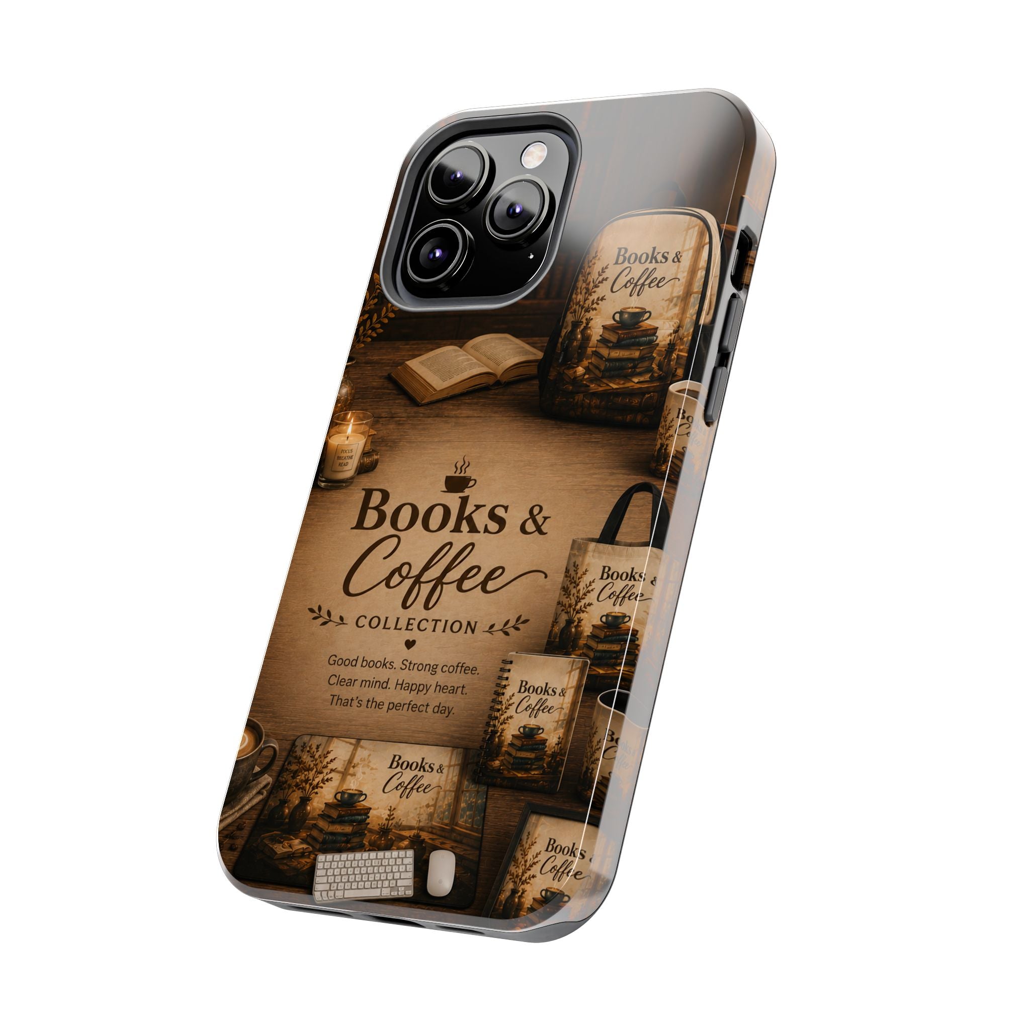 Books & Coffee Tough Phone Case — Cozy Vintage Library Design