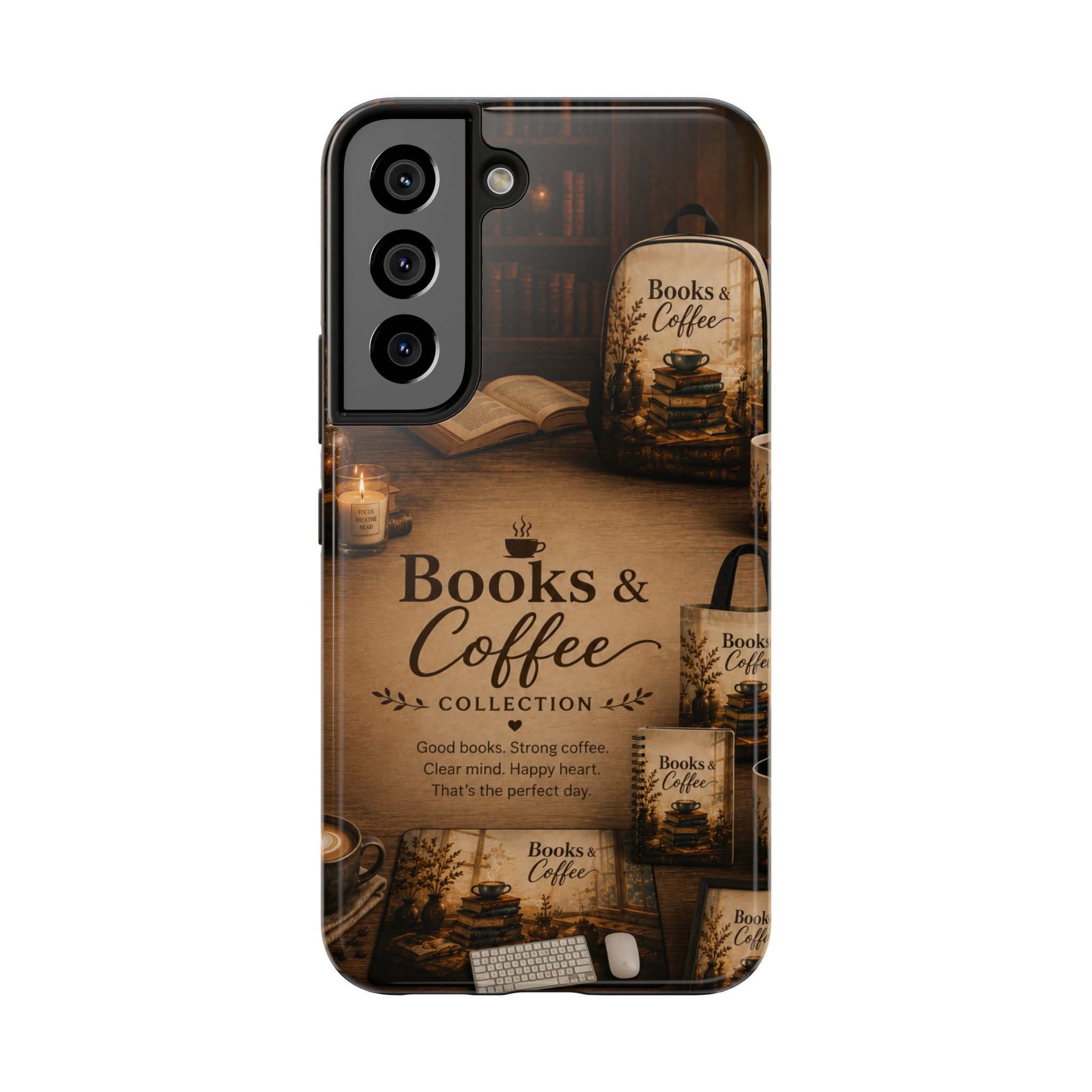 Books & Coffee Tough Phone Case — Cozy Vintage Library Design