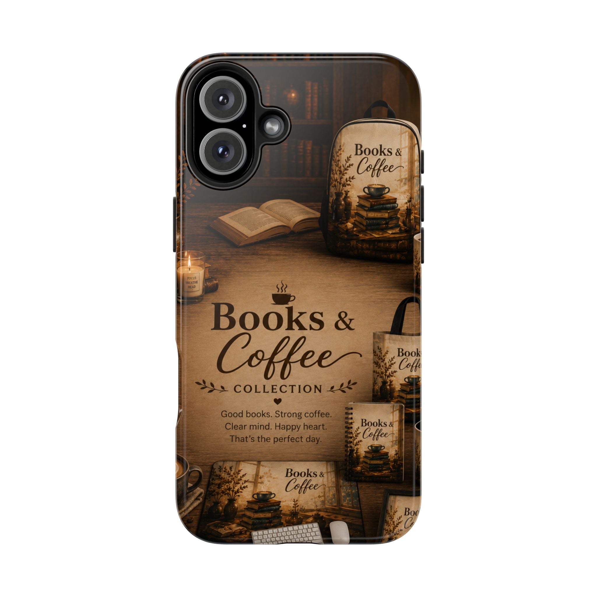 Books & Coffee Tough Phone Case — Cozy Vintage Library Design