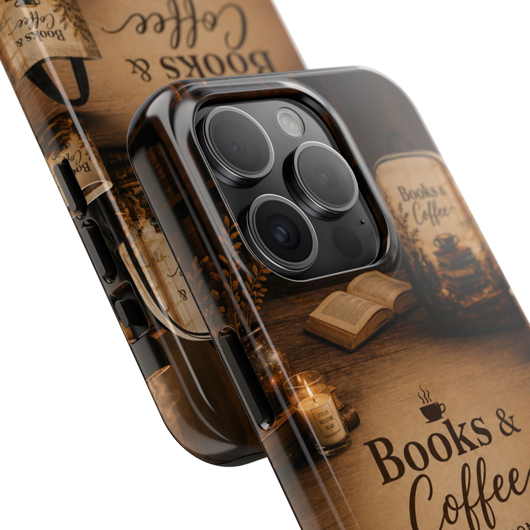 Books & Coffee Tough Phone Case — Cozy Vintage Library Design
