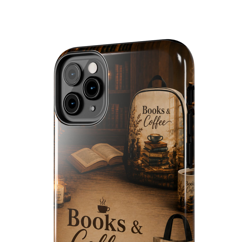 Books & Coffee Tough Phone Case — Cozy Vintage Library Design