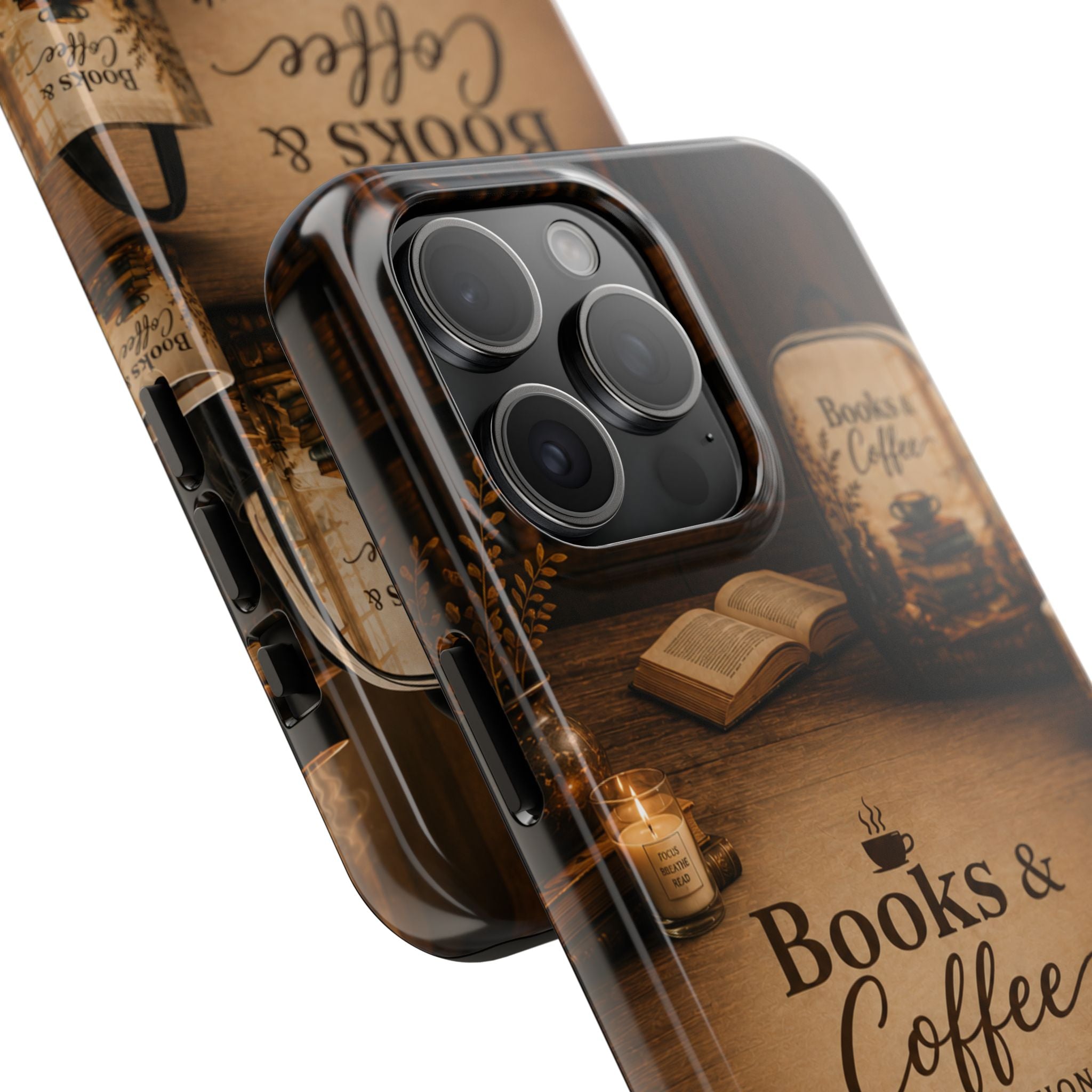 Books & Coffee Tough Phone Case — Cozy Vintage Library Design