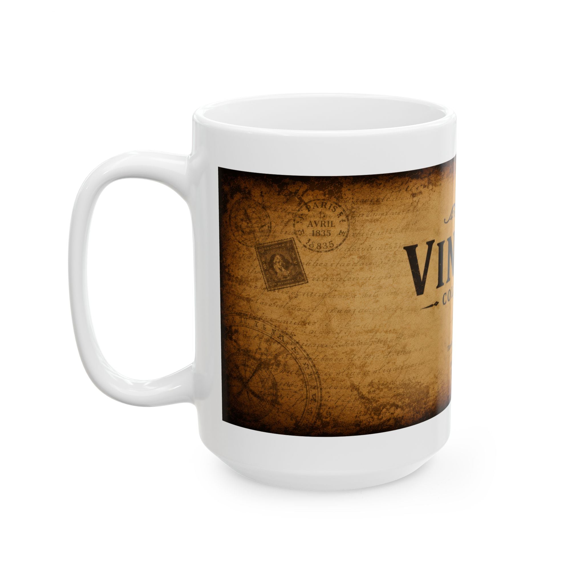 Vintage Collection Ceramic Mug (11oz & 15oz) — Rustic Antique Map Coffee Cup | Planet of Thoughts