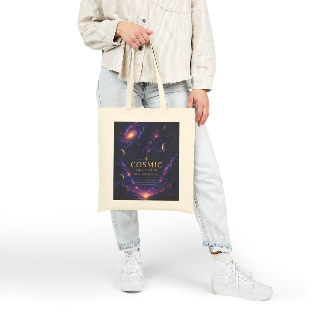 Cosmic Galaxy Tote Bag — 'COSMIC' Space Poster Canvas Tote