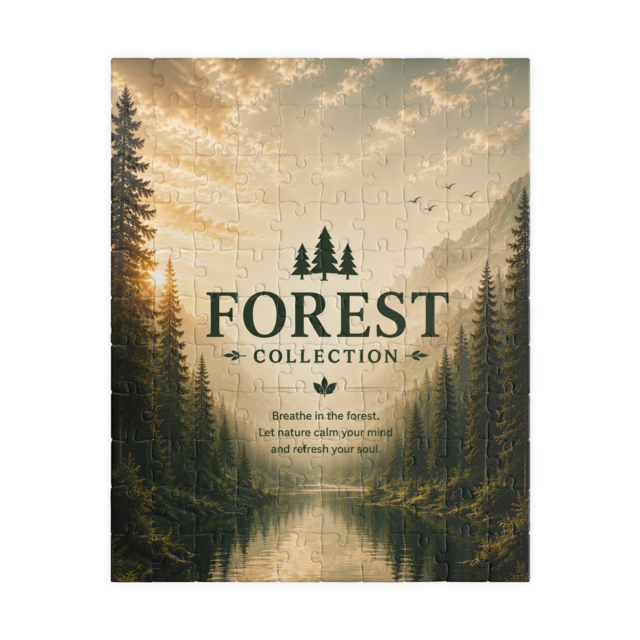 Forest Collection Jigsaw Puzzle — Scenic Lake & Pine Trees (110/252/520/1014 pcs)