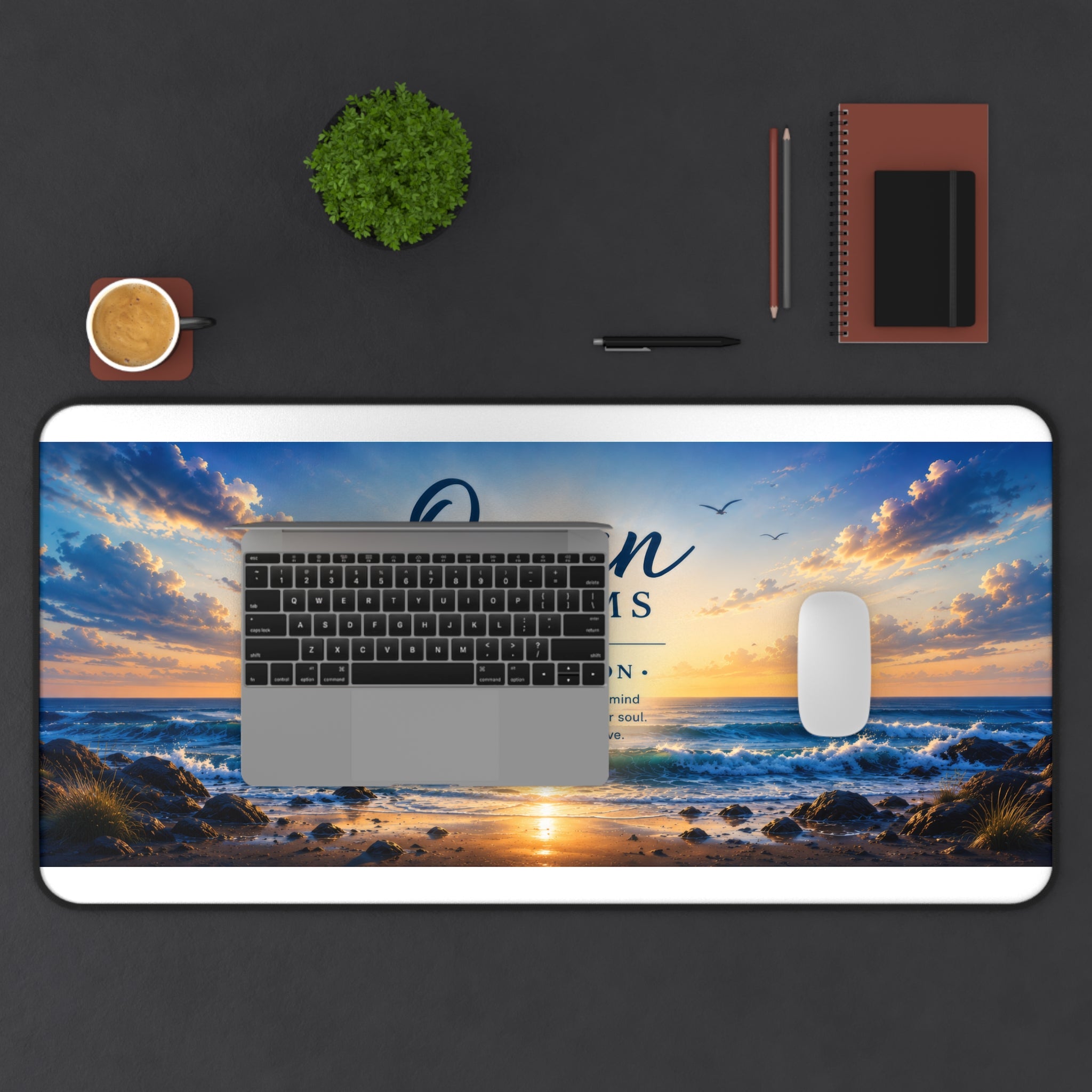 Ocean Dreams Desk Mat — Coastal Sunset Mouse Pad for Office & Gaming