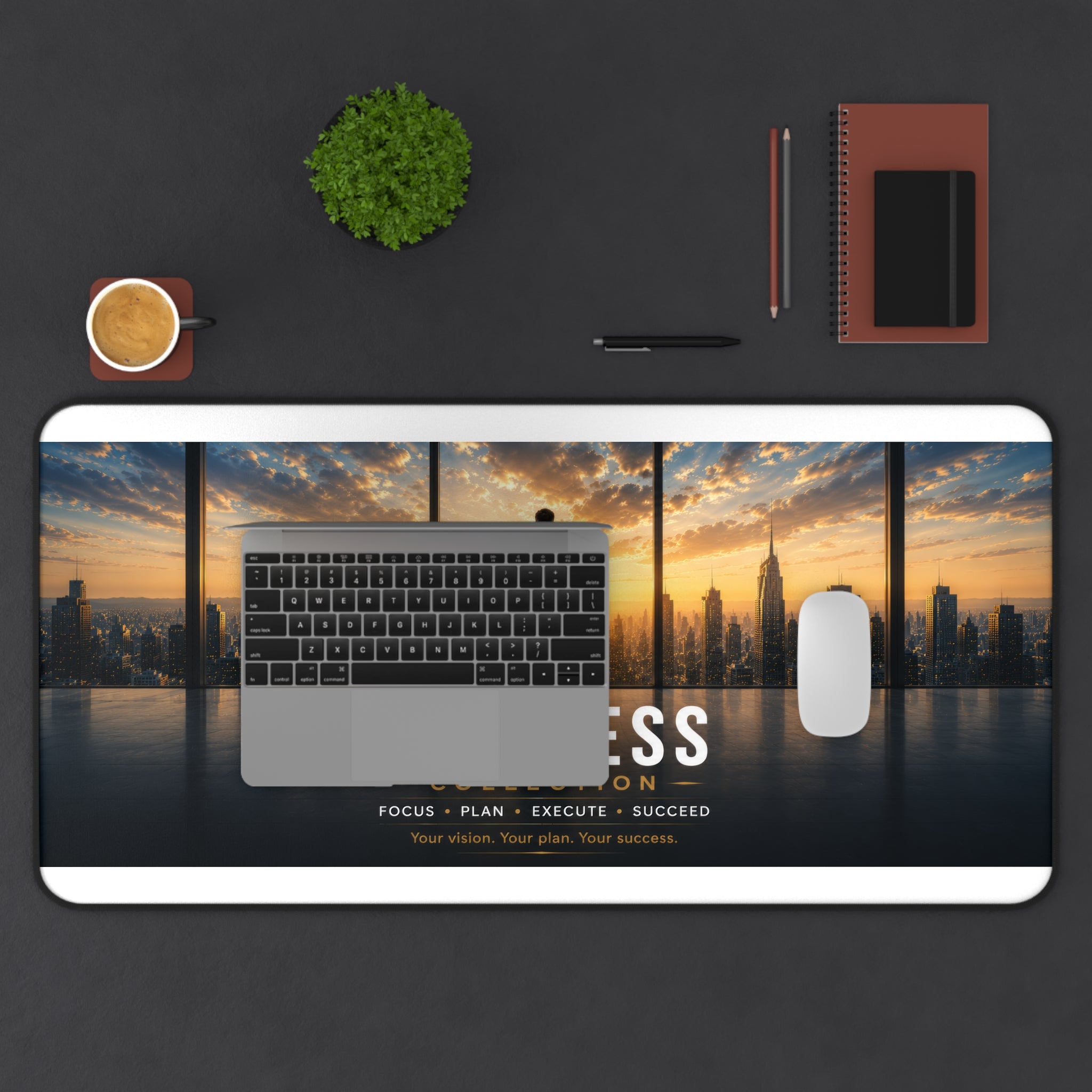 Business Collection Desk Mat — Motivational Office Mouse Pad with ‘Business Collection: Focus • Plan • Execute • Succeed’