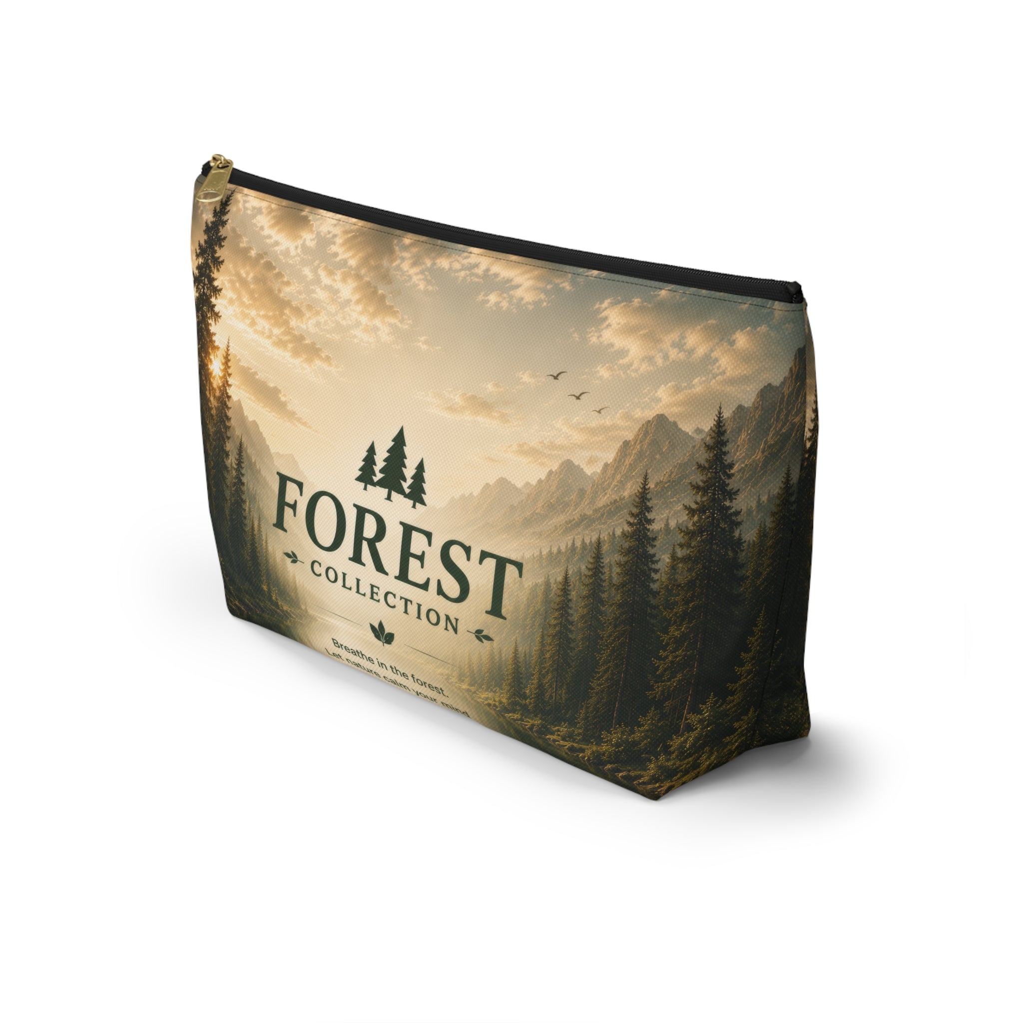 Forest Collection Accessory Pouch — Scenic Mountain & Pine Makeup Bag