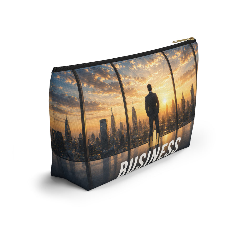 Business Skyline Accessory Pouch — Motivational Travel Makeup & Tech Organizer