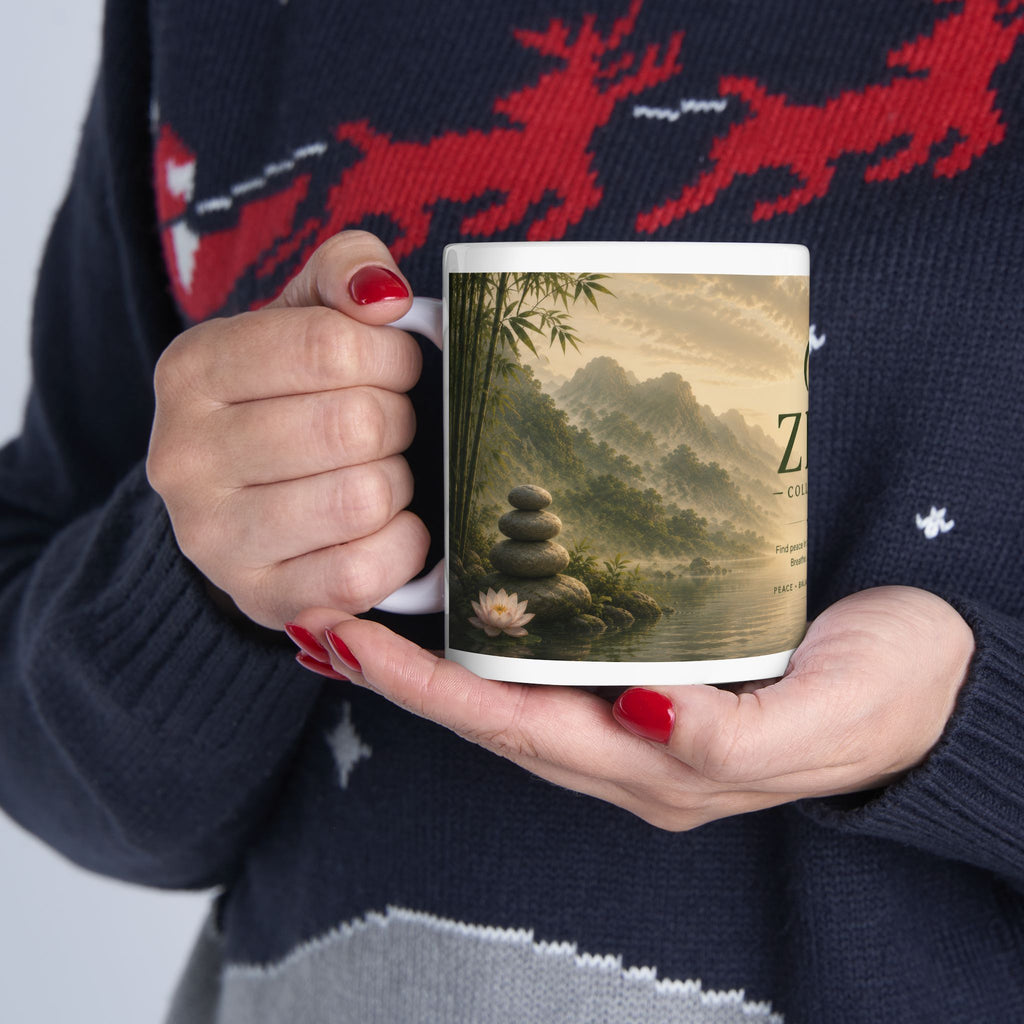Zen Collection Ceramic Mug (11oz, 15oz) – Tranquil Landscape Meditation Coffee Cup | Planet of Thoughts