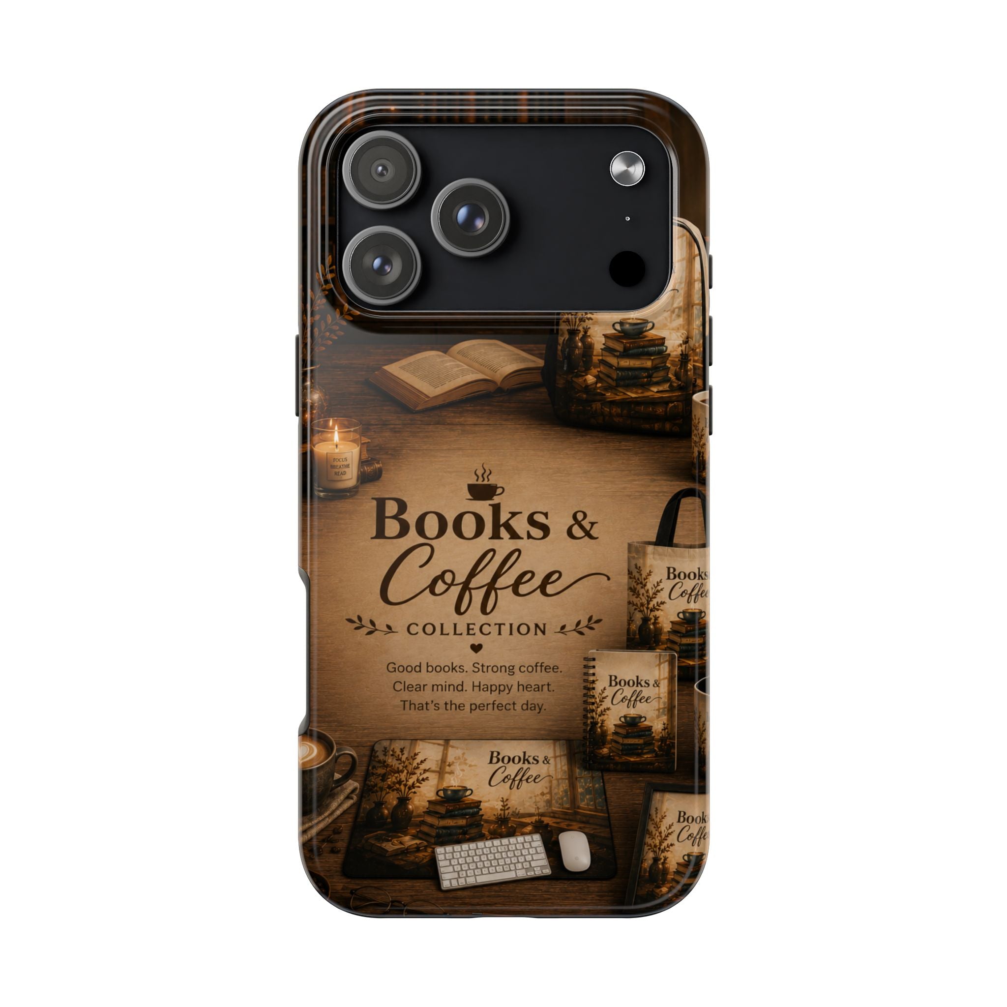 Books & Coffee Tough Phone Case — Cozy Vintage Library Design