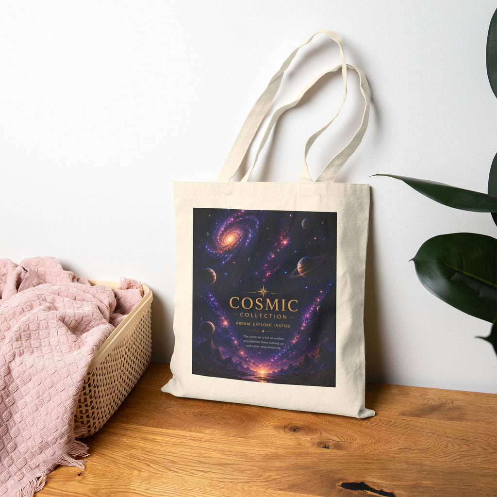 Cosmic Galaxy Tote Bag — 'COSMIC' Space Poster Canvas Tote
