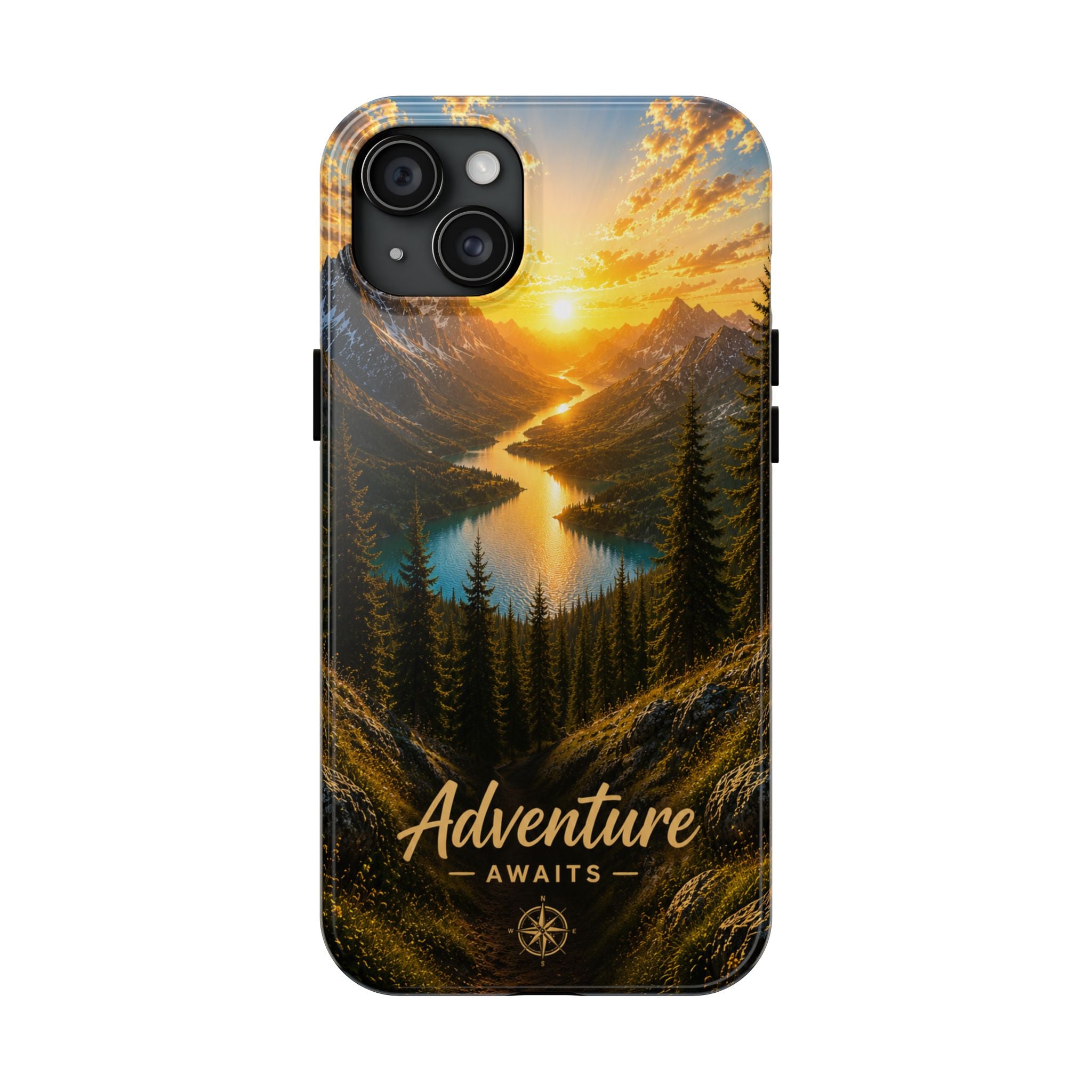 Adventure Awaits Phone Case — Scenic Mountain Landscape Protective Case