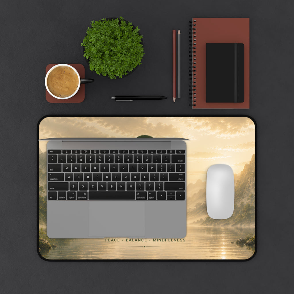 Zen Collection Desk Mat — Tranquil Mountain Lake Mousepad for Home Office, Meditation & Relaxation