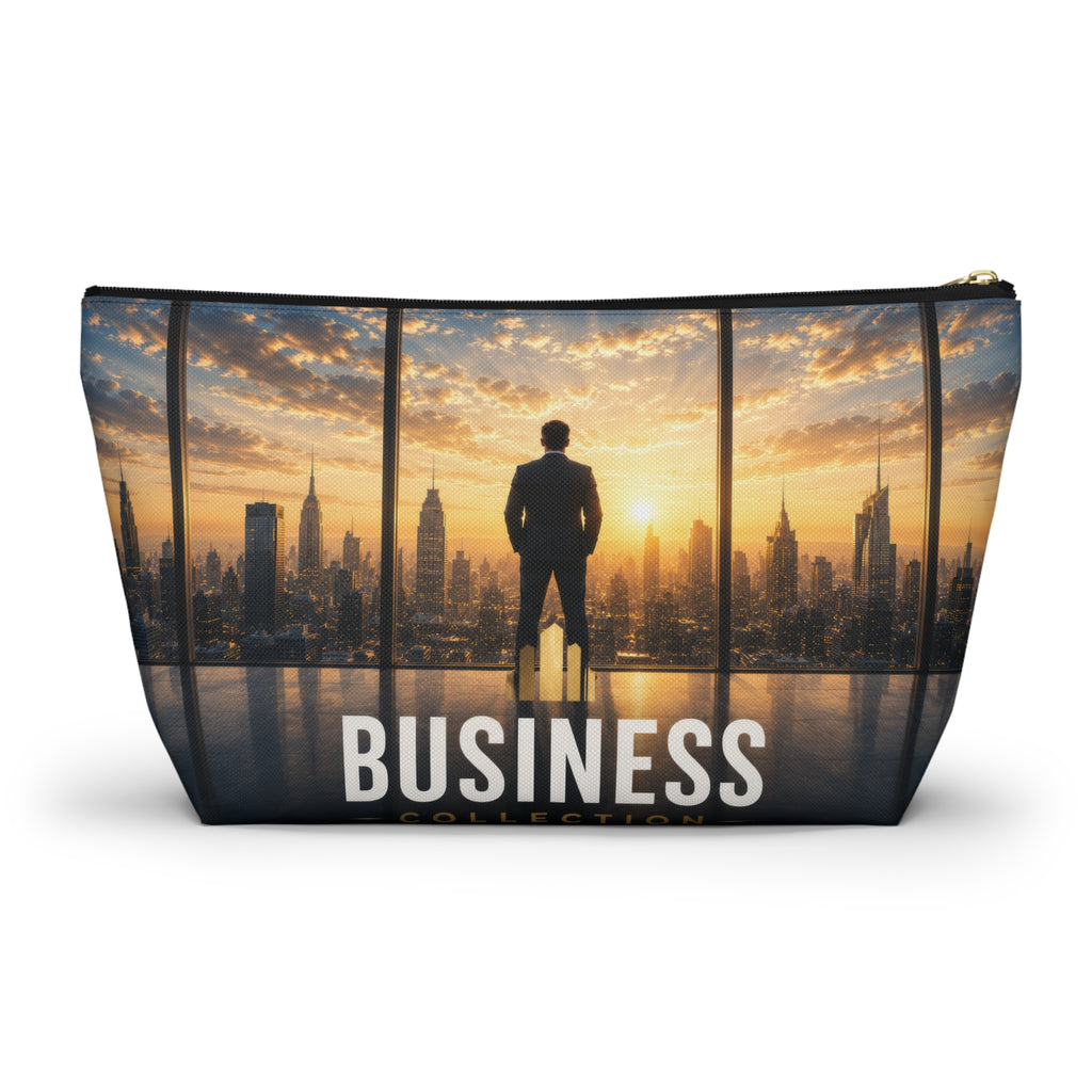 Business Skyline Accessory Pouch — Motivational Travel Makeup & Tech Organizer