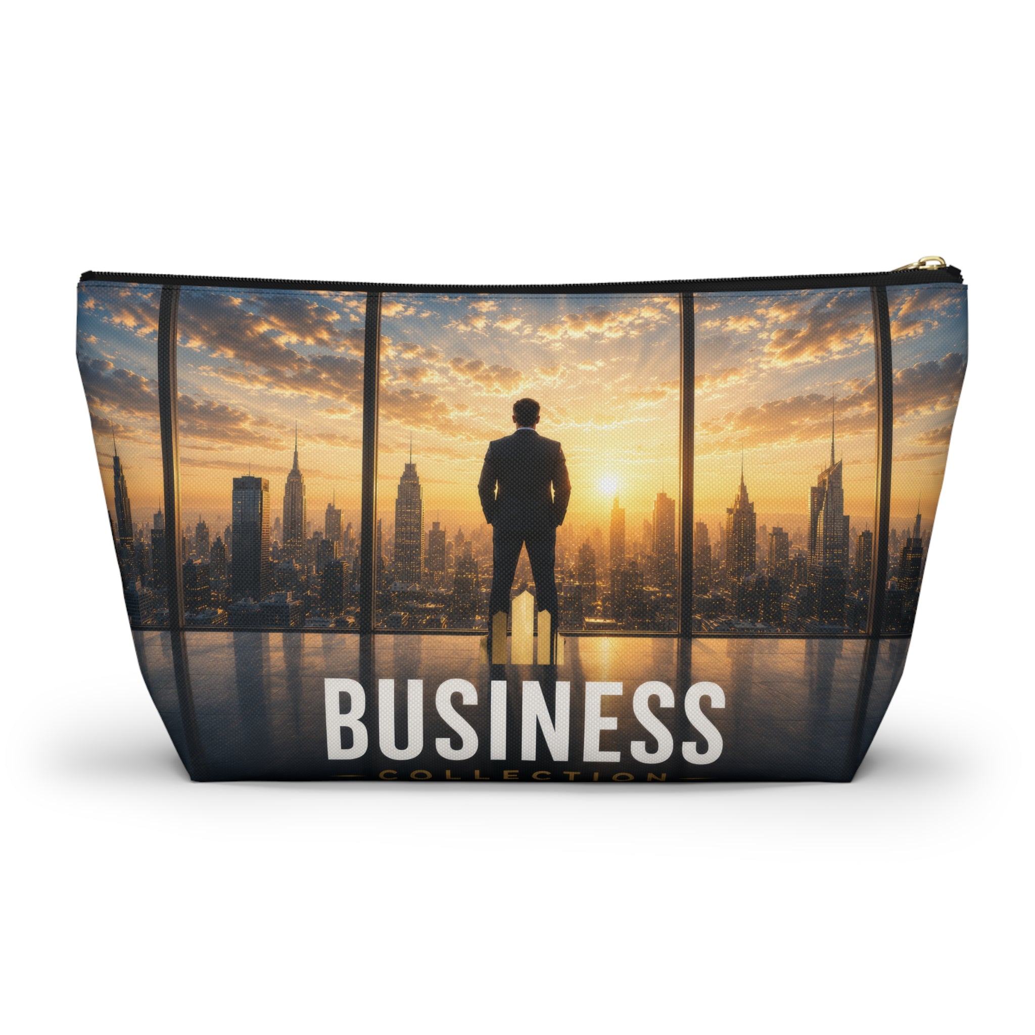 Business Skyline Accessory Pouch — Motivational Travel Makeup & Tech Organizer