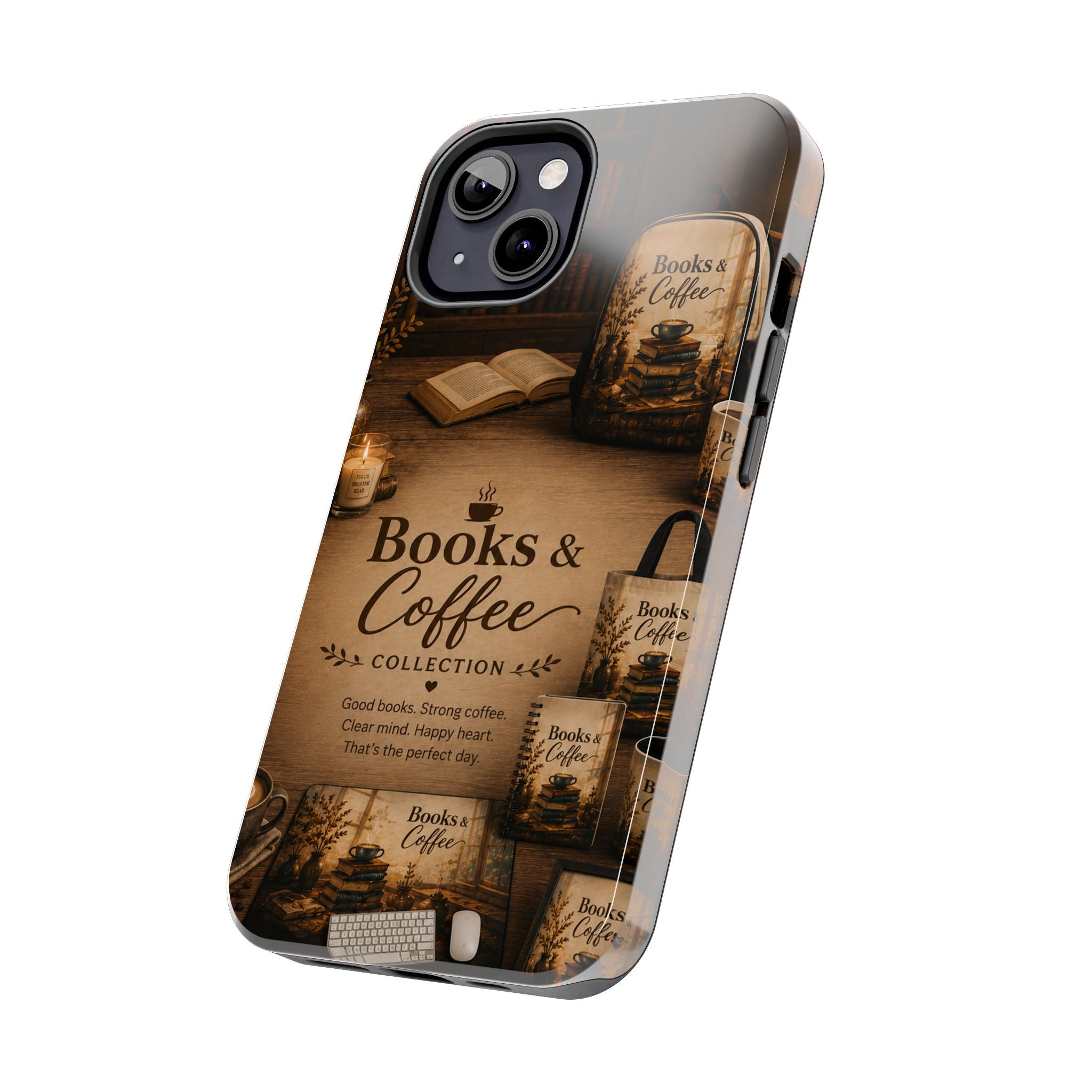Books & Coffee Tough Phone Case — Cozy Vintage Library Design