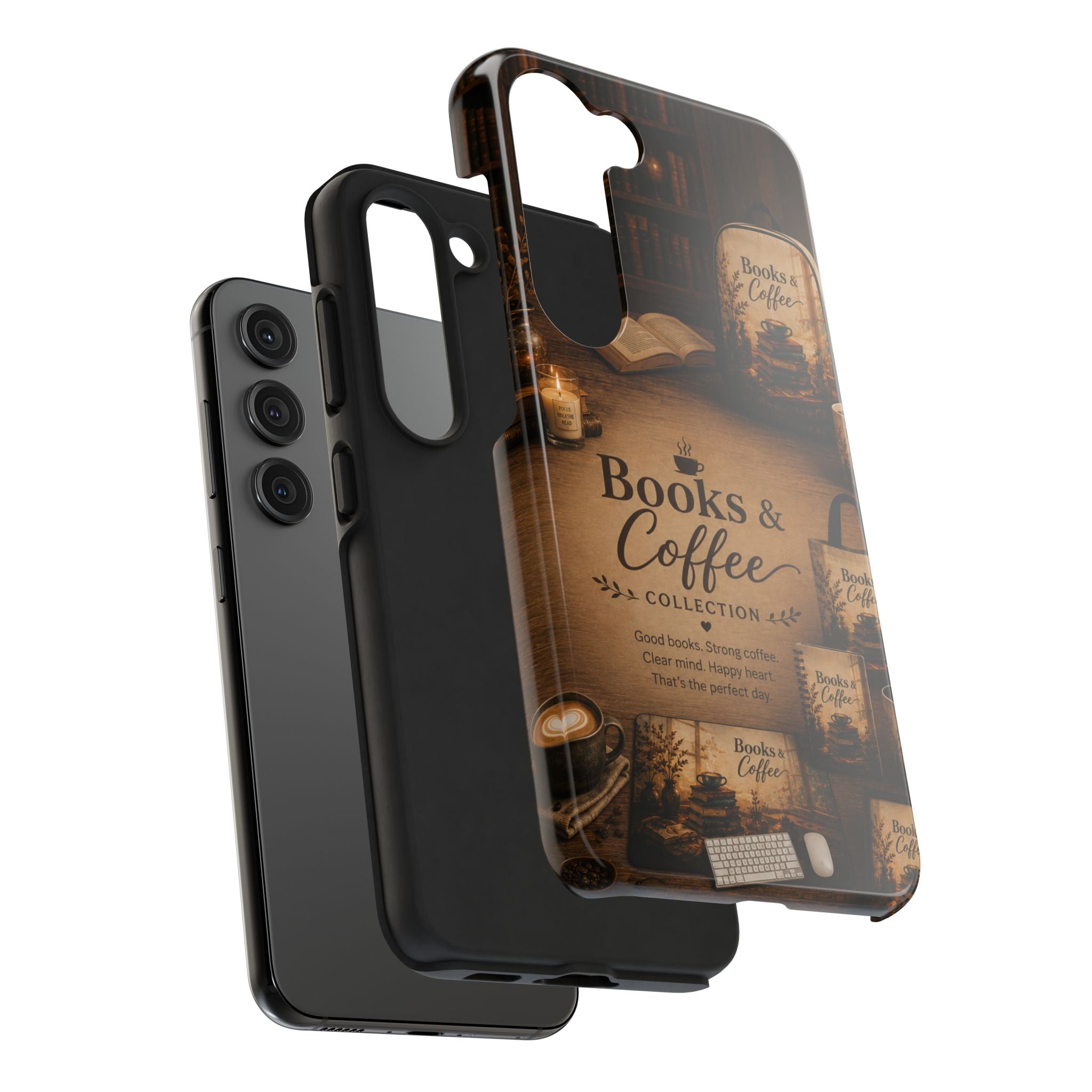 Books & Coffee Tough Phone Case — Cozy Vintage Library Design