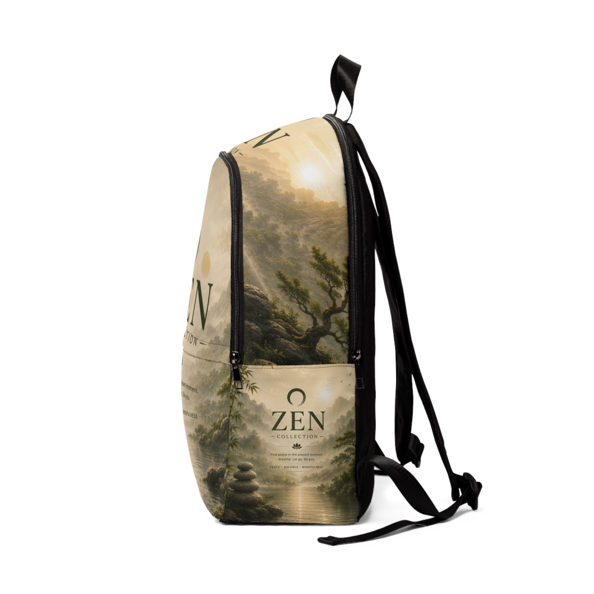 Zen Collection Fabric Backpack — Tranquil Lotus & Stones Meditation Backpack