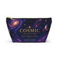 Cosmic Collection Accessory Pouch — Galaxy Print T-Bottom Makeup Bag ("COSMIC" Text)