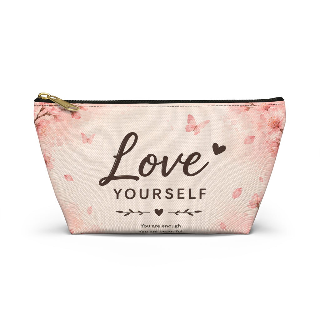 Love Yourself Floral Accessory Pouch