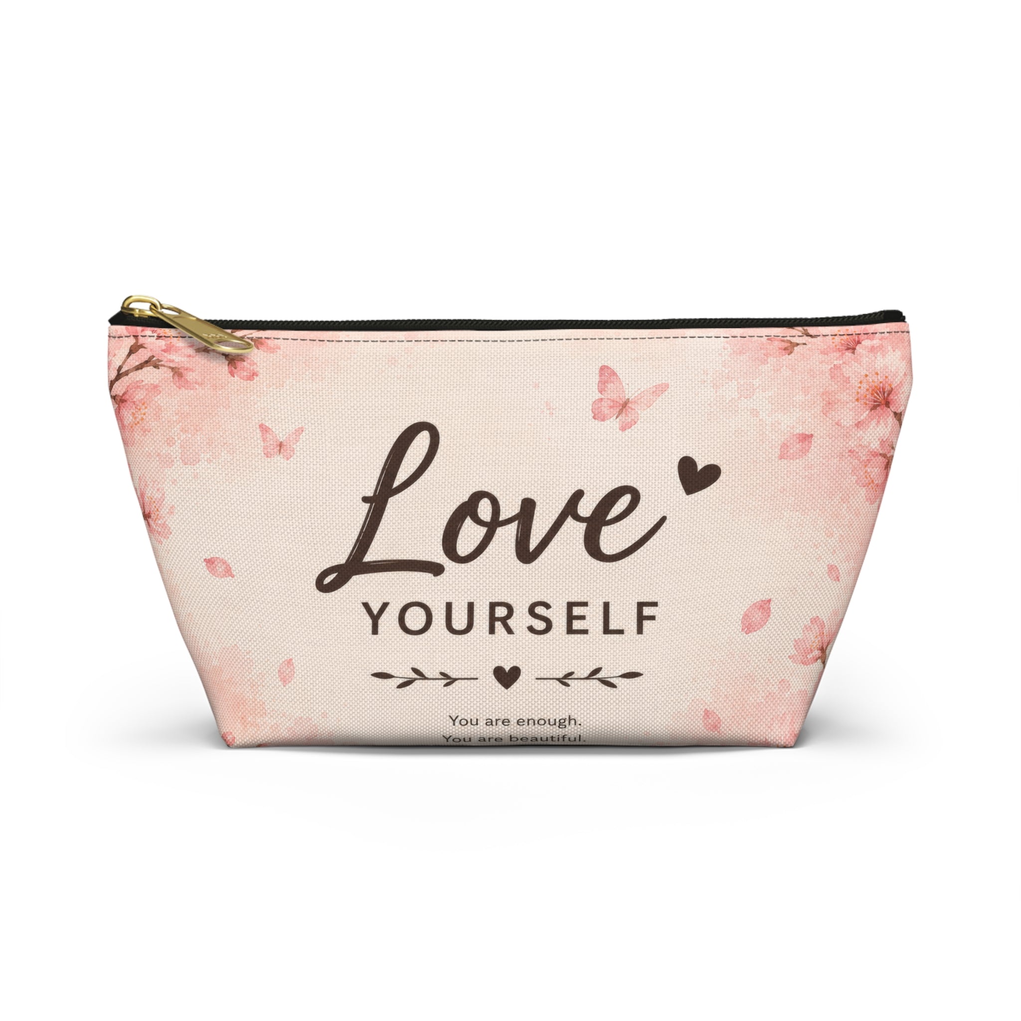 Love Yourself Floral Accessory Pouch