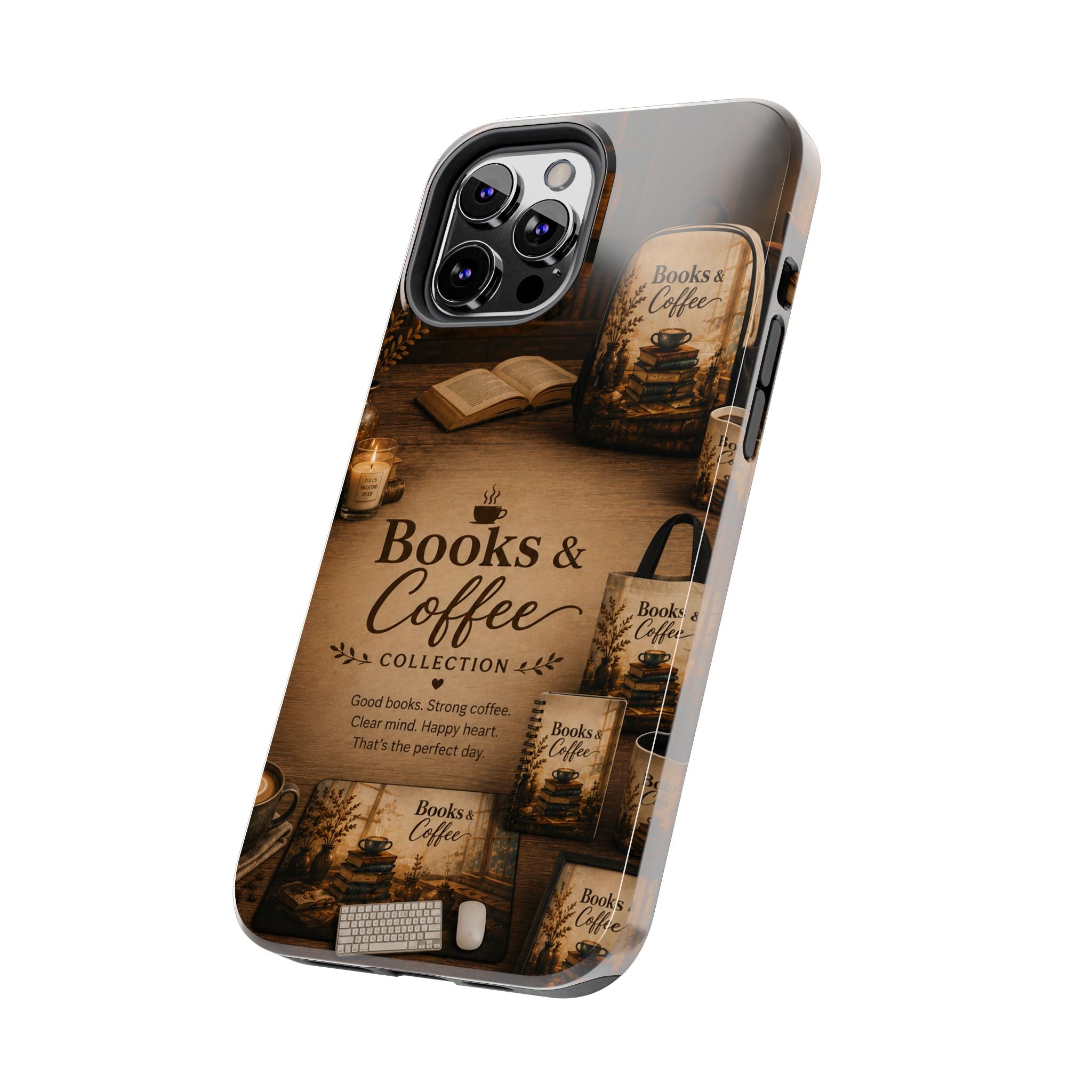 Books & Coffee Tough Phone Case — Cozy Vintage Library Design