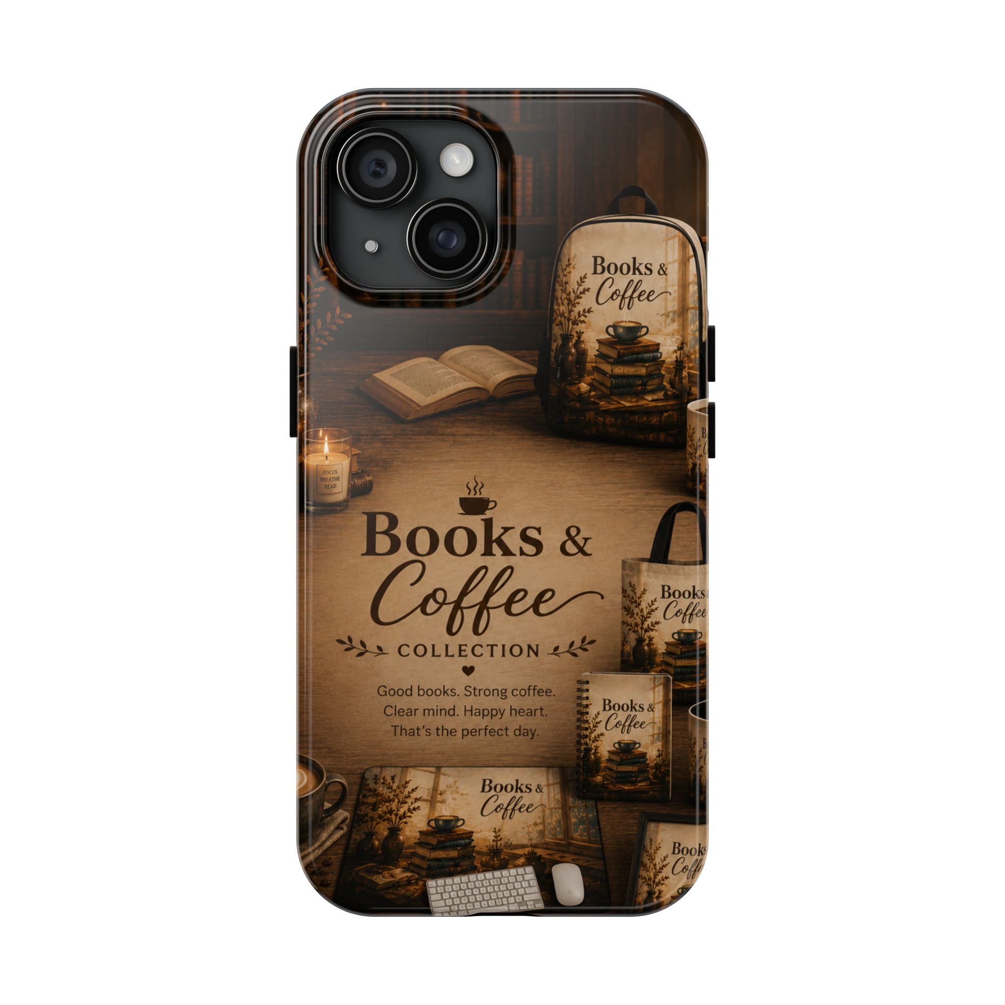 Books & Coffee Tough Phone Case — Cozy Vintage Library Design