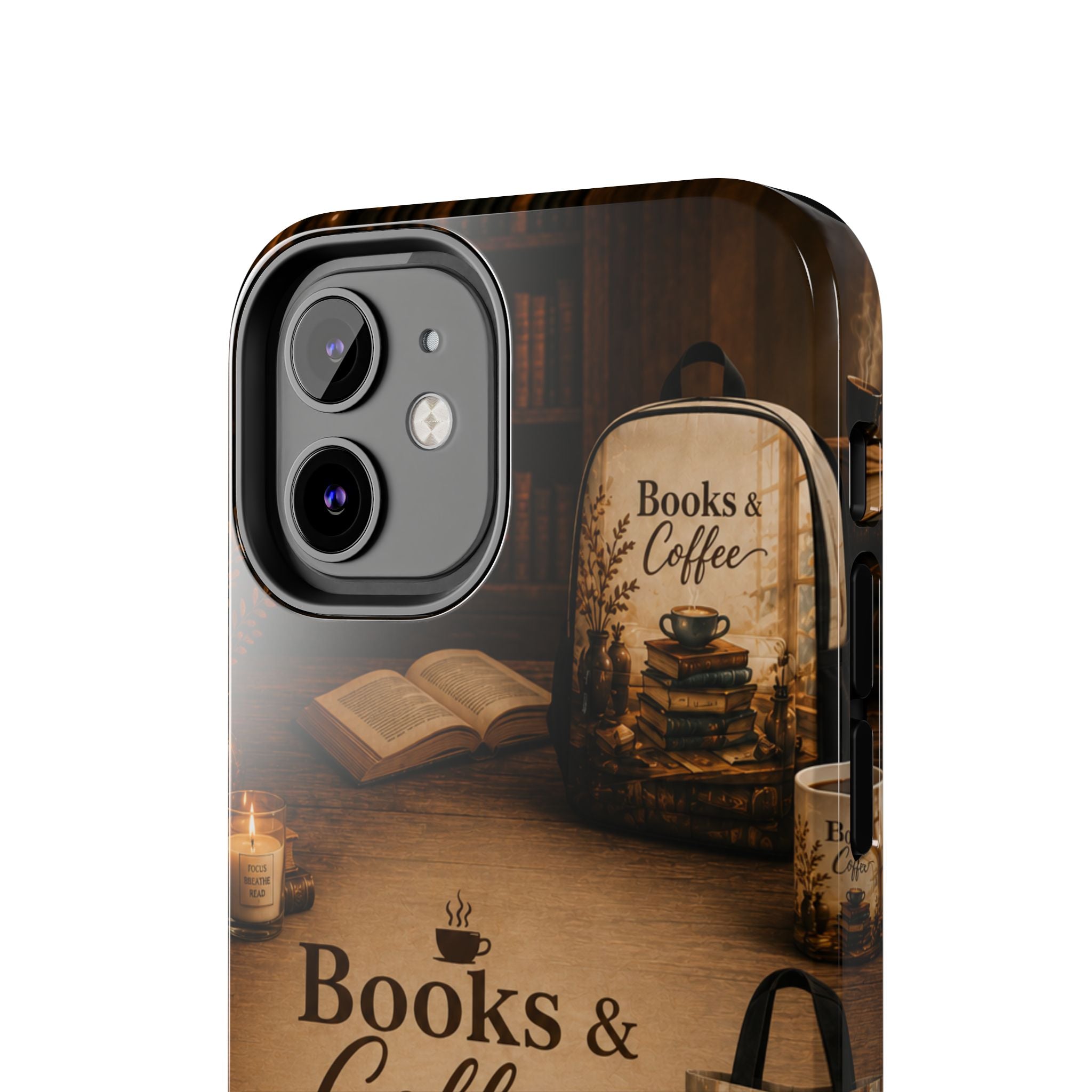 Books & Coffee Tough Phone Case — Cozy Vintage Library Design