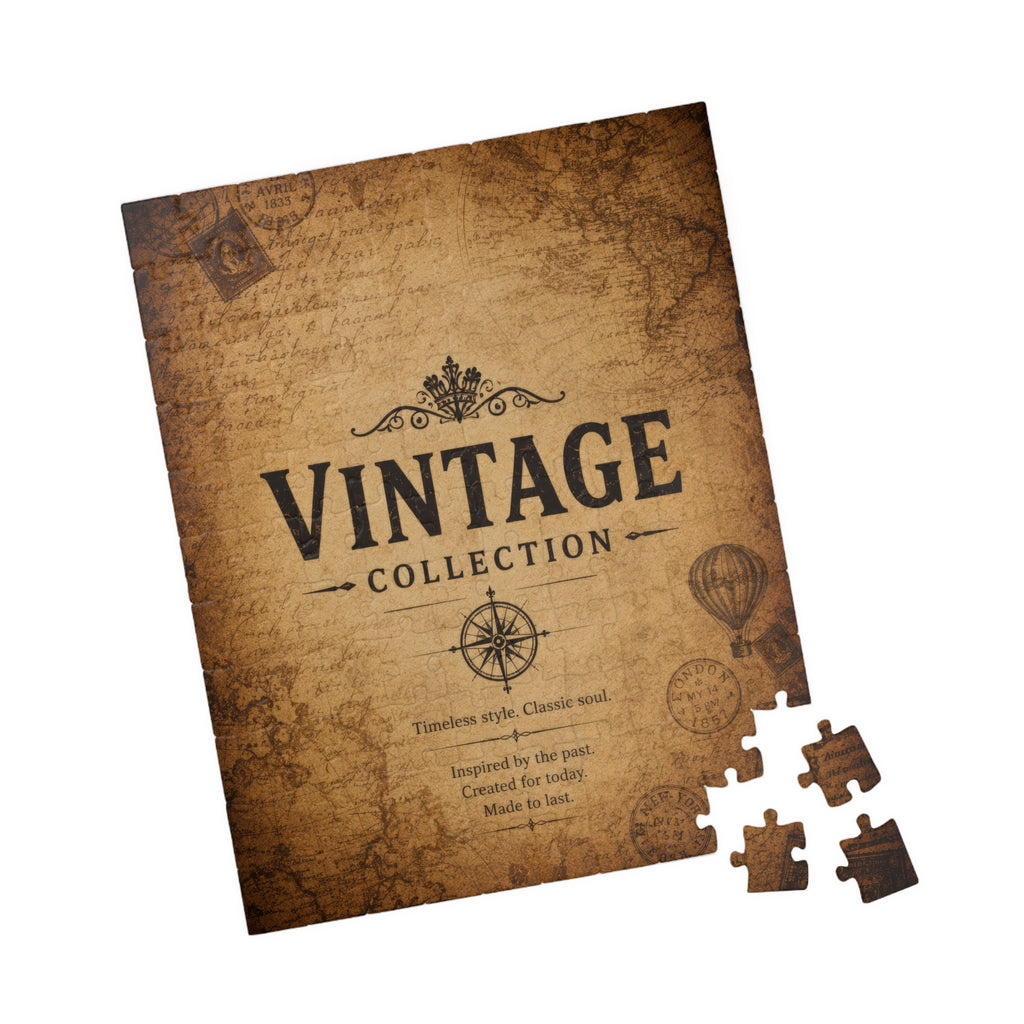 Vintage Collection Jigsaw Puzzle — Retro Map & Compass Design (110/252/520/1014 pcs)