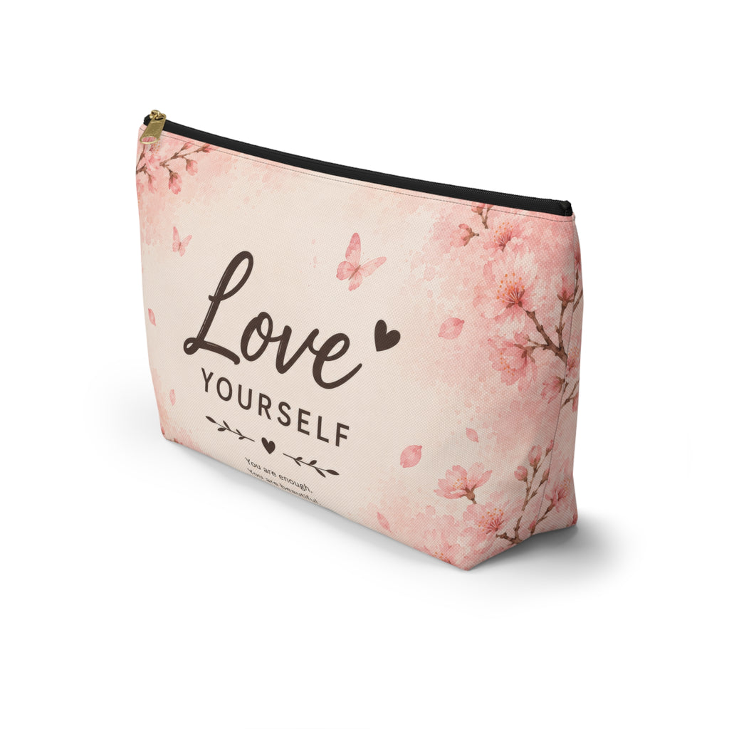 Love Yourself Floral Accessory Pouch