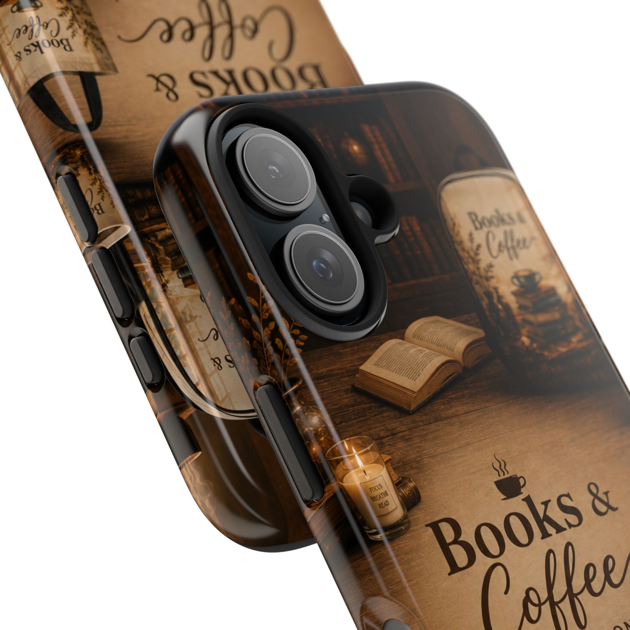 Books & Coffee Tough Phone Case — Cozy Vintage Library Design