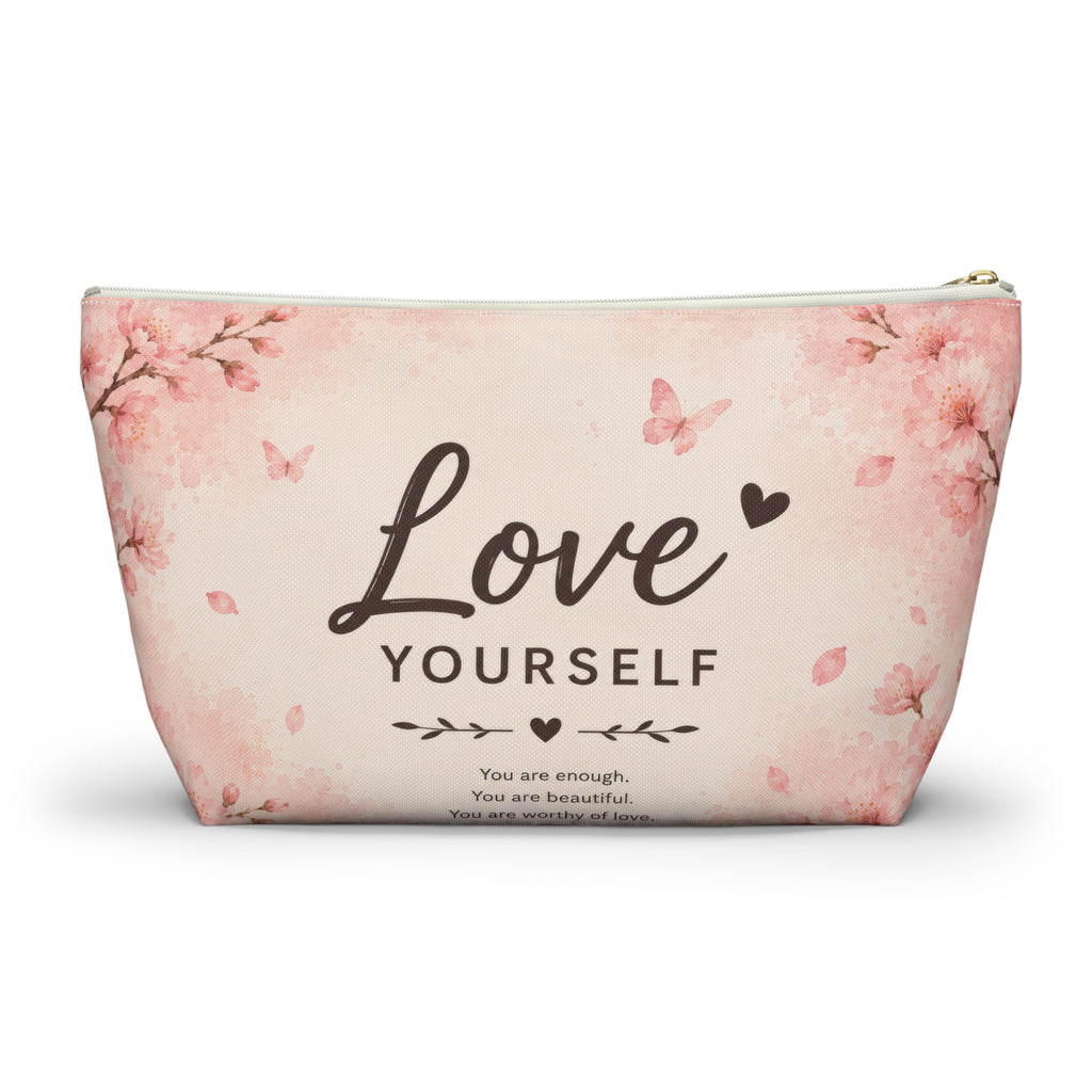 Love Yourself Floral Accessory Pouch