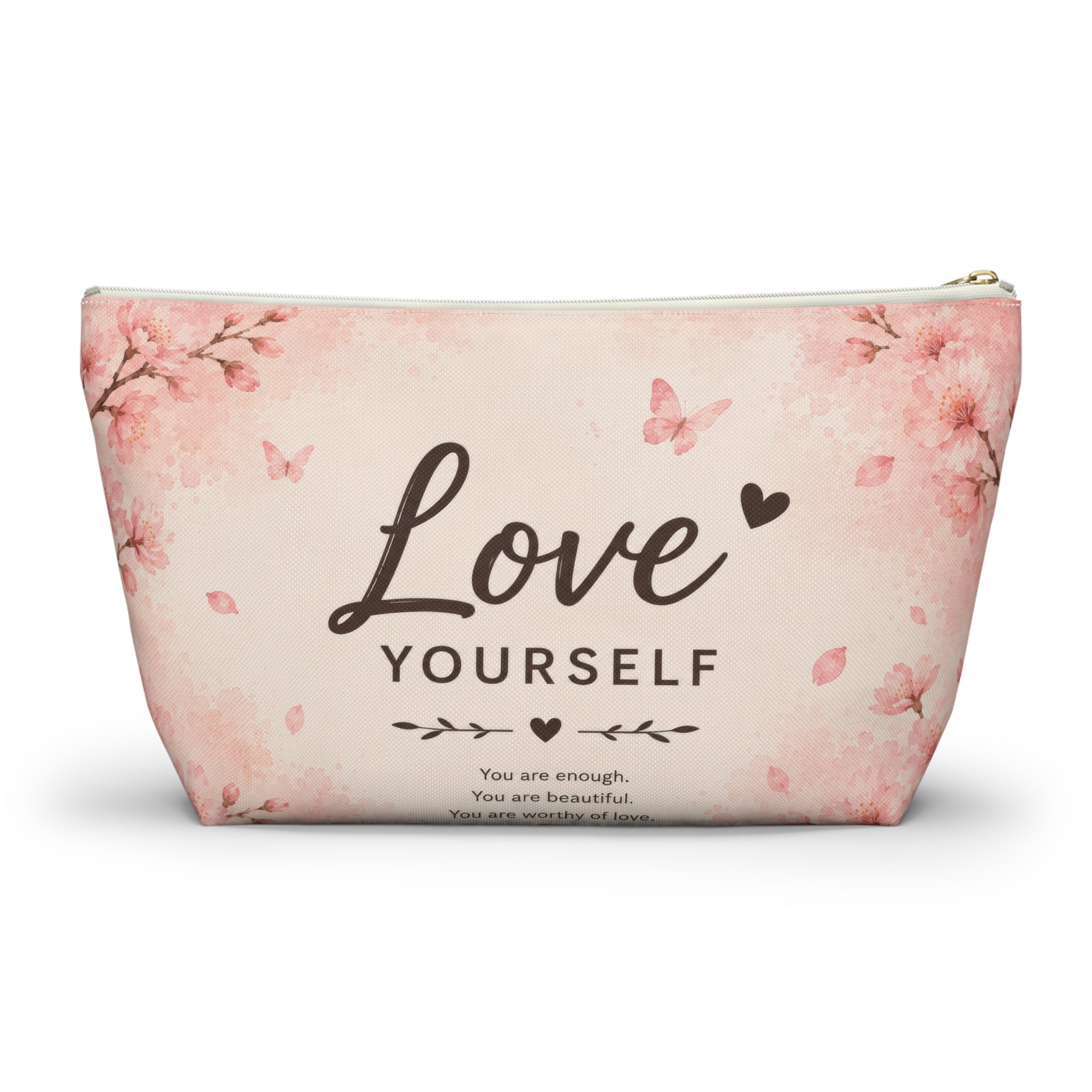 Love Yourself Floral Accessory Pouch