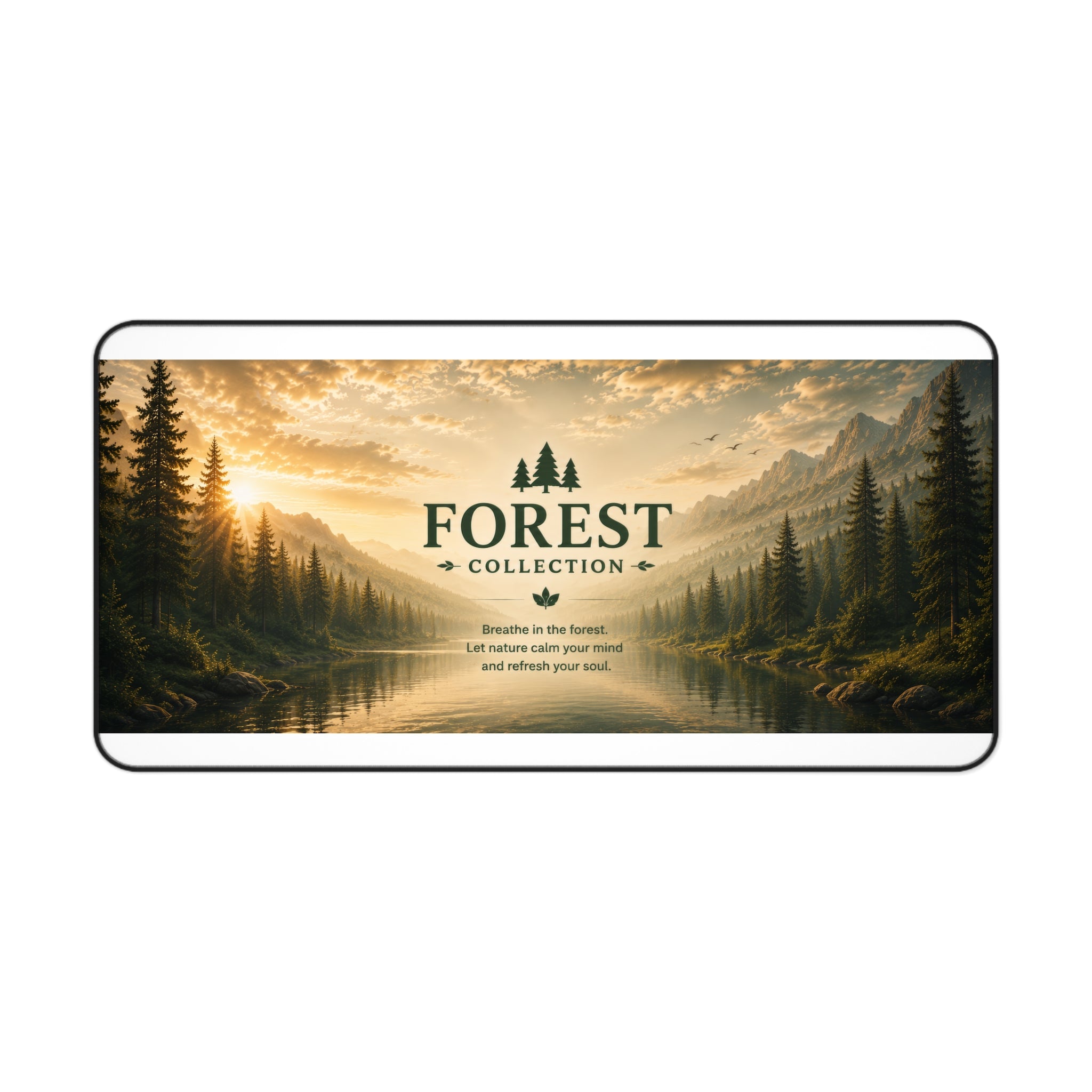 Forest Collection Desk Mat — Scenic Lake & Pine Trees Mouse Pad
