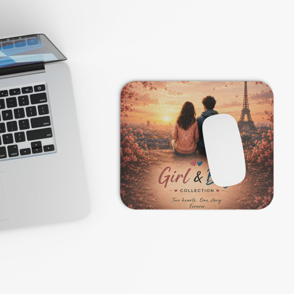 Girl & Boy Mouse Pad – Romantic Paris Sunset | Planet of Thoughts