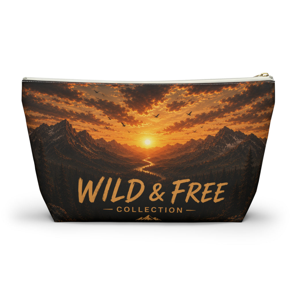 Wild & Free Accessory Pouch — Sunset Mountain Cosmetic Bag