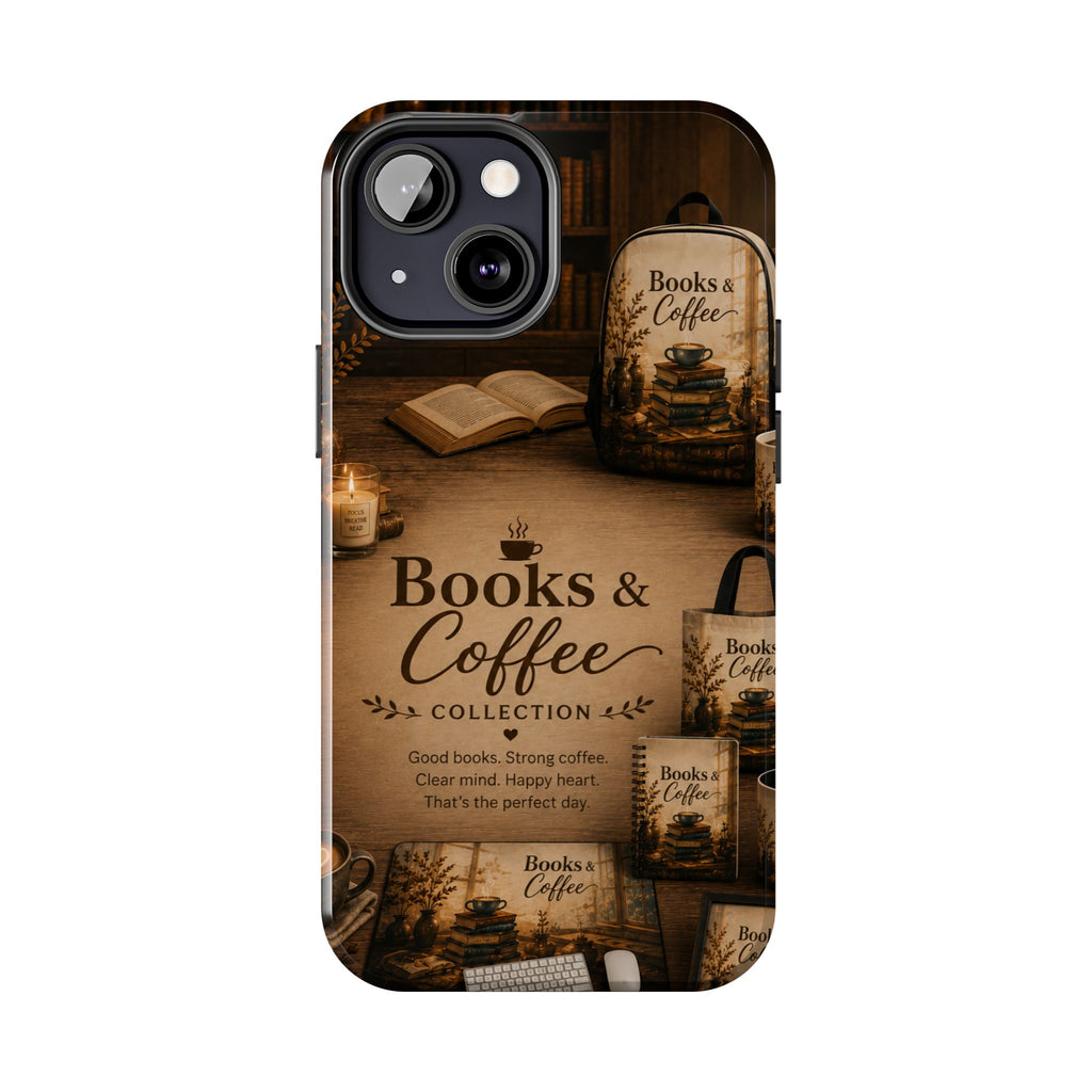 Books & Coffee Tough Phone Case — Cozy Vintage Library Design