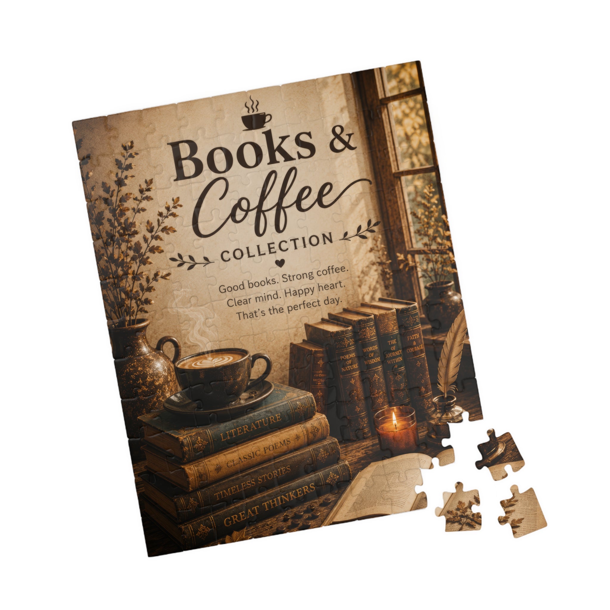 Books & Coffee Jigsaw Puzzle — Cozy Reading Room 110/252/520/1014‑Piece
