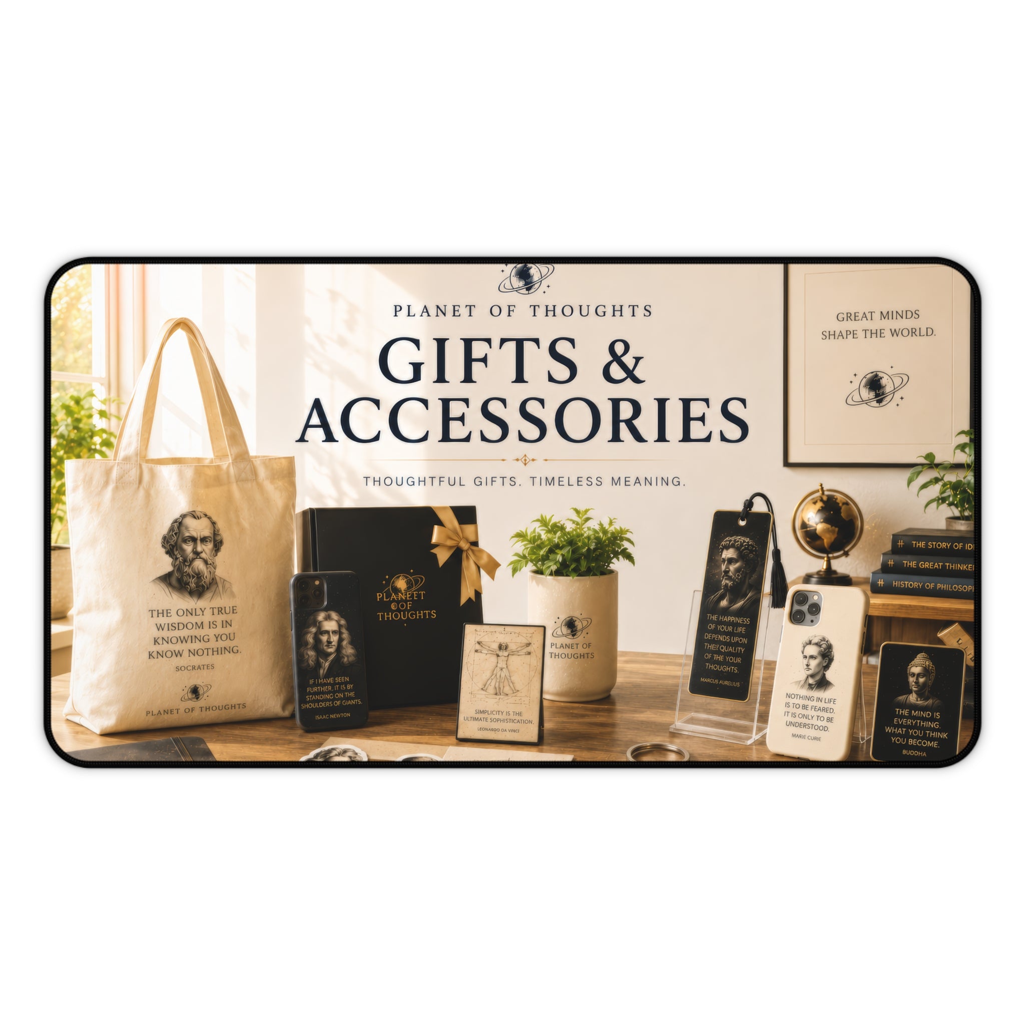 Gifts & Accessories Desk Mat 12*22 — Retro Library ("Gifts & Accessories" Typography Design)