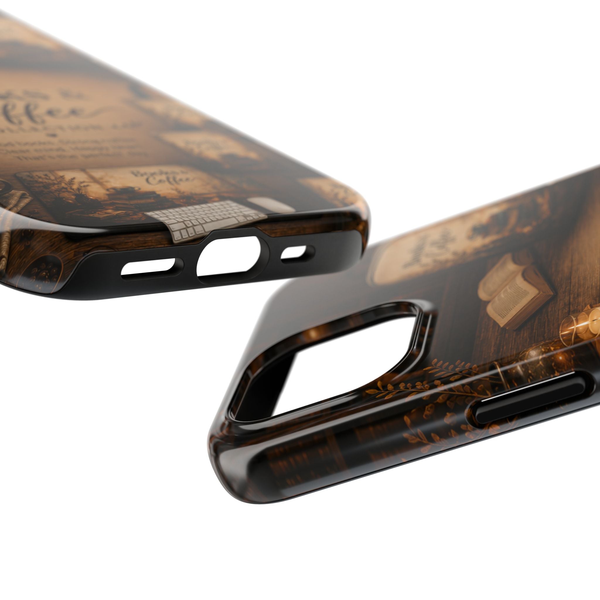 Books & Coffee Tough Phone Case — Cozy Vintage Library Design